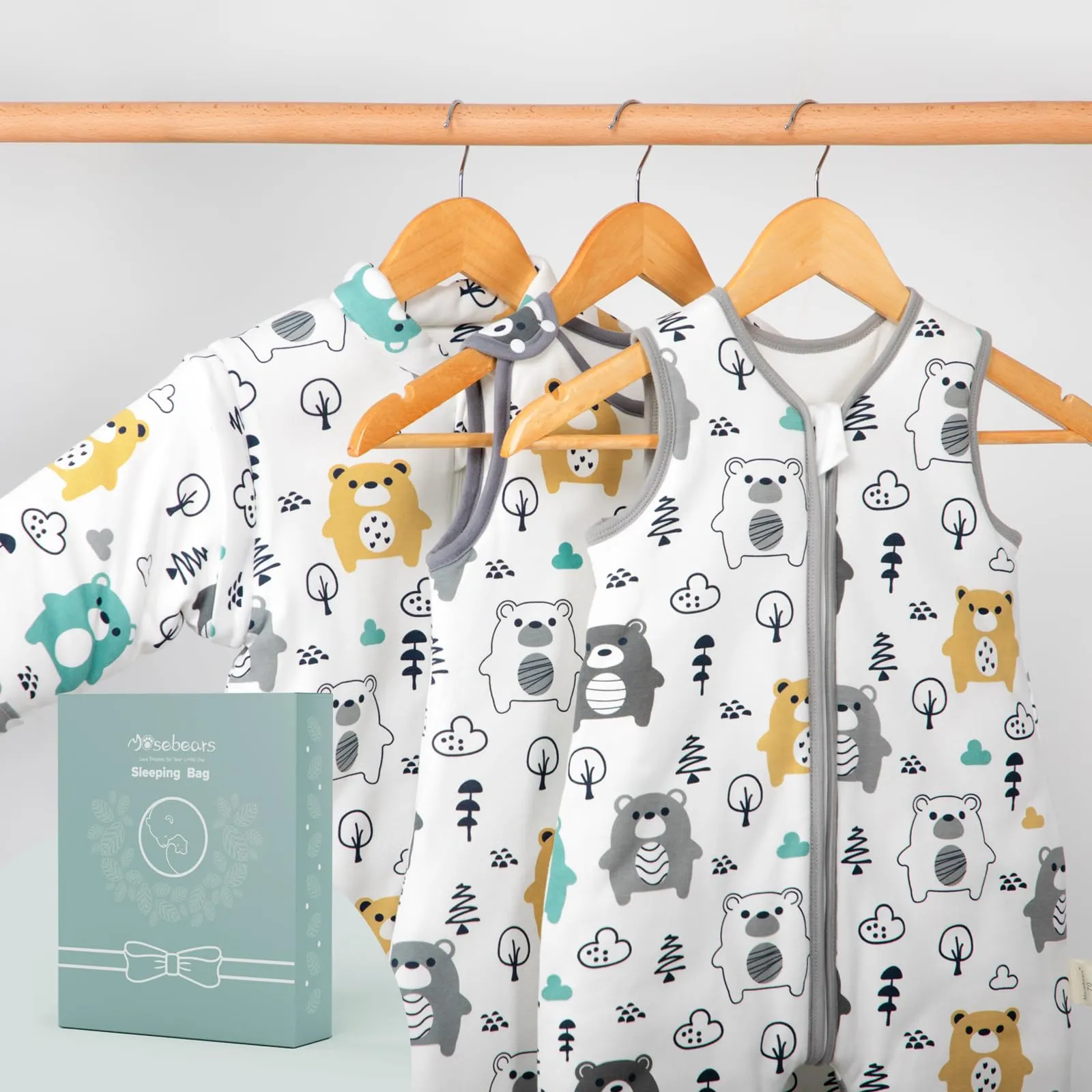 Mosebears Sacco nanna invernale per bambini, 2,5 Tog, 100% cotone, diverse dimensioni, dalla nascita fino a 18 mesi, adatto per tutto l'anno - immagine 9