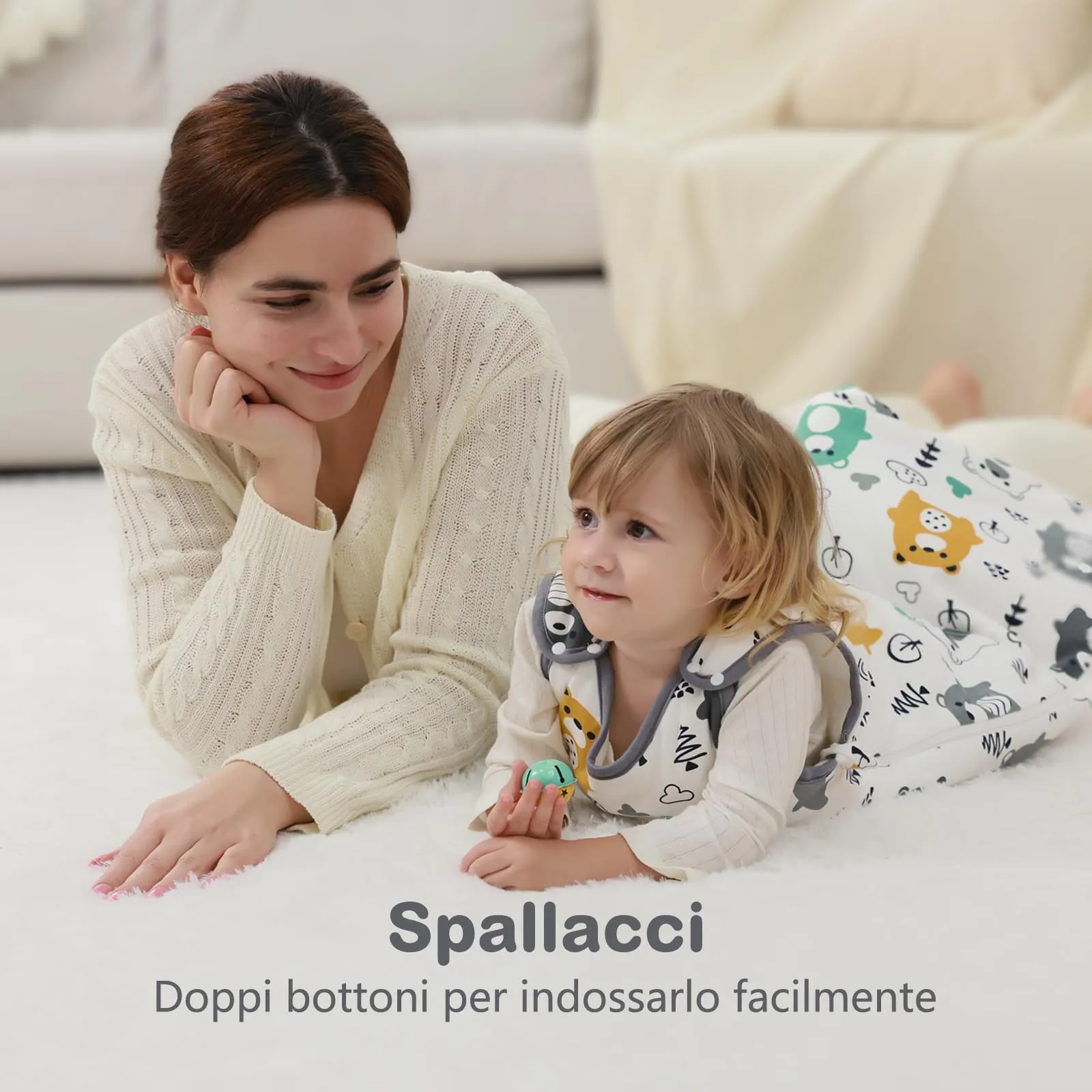 Mosebears Sacco nanna invernale per bambini, 2,5 Tog, 100% cotone, diverse dimensioni, dalla nascita fino a 18 mesi, adatto per tutto l'anno - immagine 6