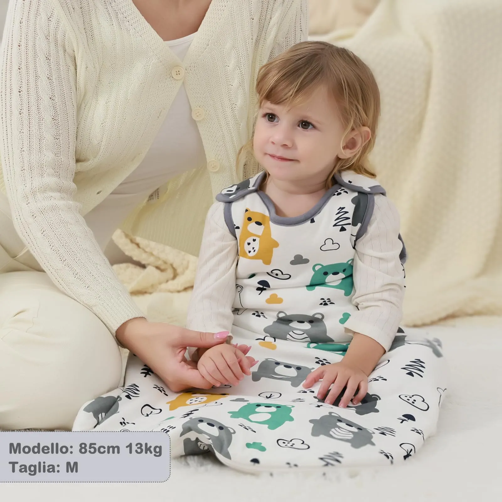 Mosebears Sacco nanna invernale per bambini, 2,5 Tog, 100% cotone, diverse dimensioni, dalla nascita fino a 18 mesi, adatto per tutto l'anno - immagine 8