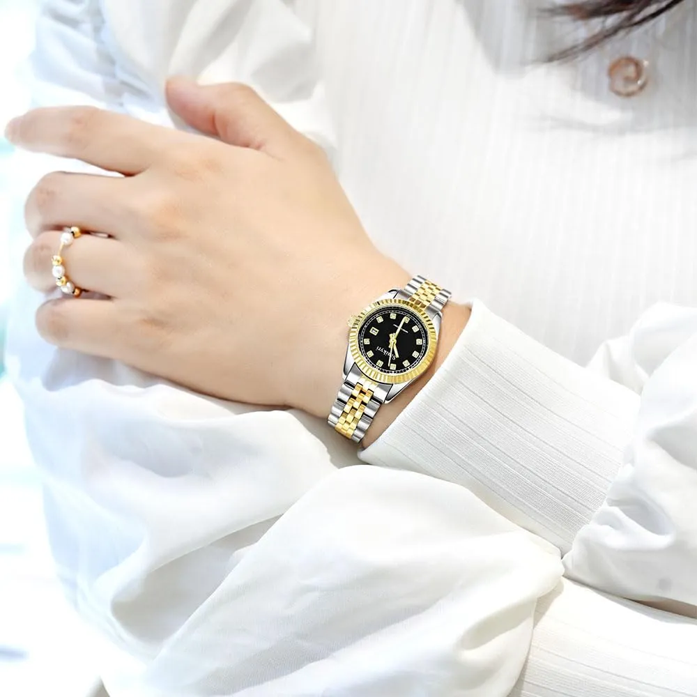 Szaikyri Orologio Donna con Calendario Classico Femminile con Ganciapia di Acciaio Inossidabile Solido Resistente All'Acqua Orologi da Compleanno per Donna (Gold Black) - immagine 8