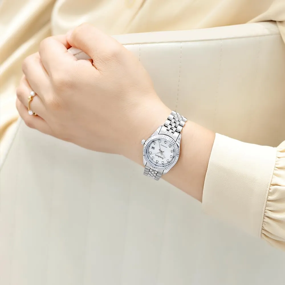 Szaikyri Orologio Donna con Calendario Classico Femminile con Ganciapia di Acciaio Inossidabile Solido Resistente All'Acqua Orologi da Compleanno per Donna (Silver) - immagine 8