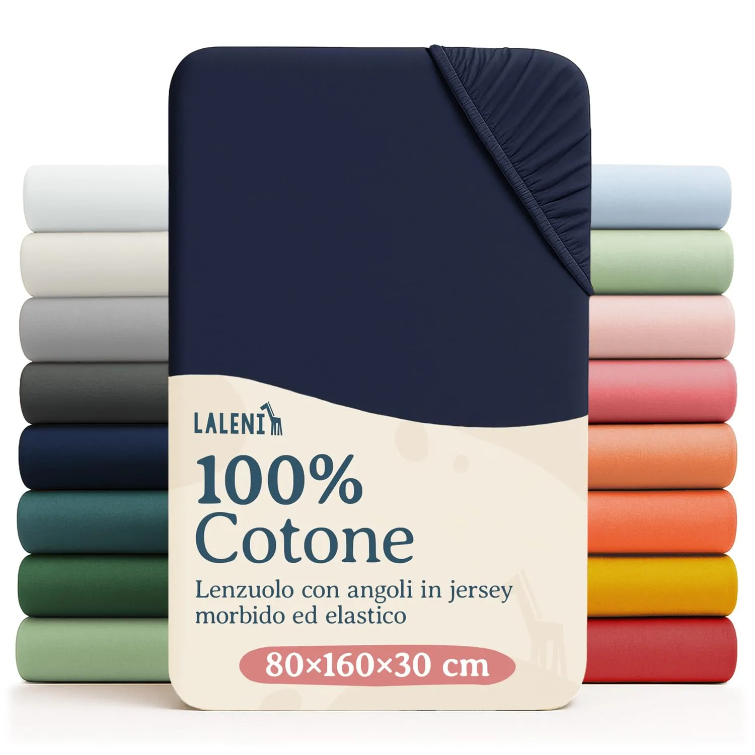 Laleni Lenzuolo Jersey 80x160 cm per Lettino 2 Pezzi - Certificato OEKO-TEX - Lenzuolo per Moseskorb 100% Cotone - Lenzuolo per Lettino - Biancheria Letto Bambino Blu Oceano - immagine 1