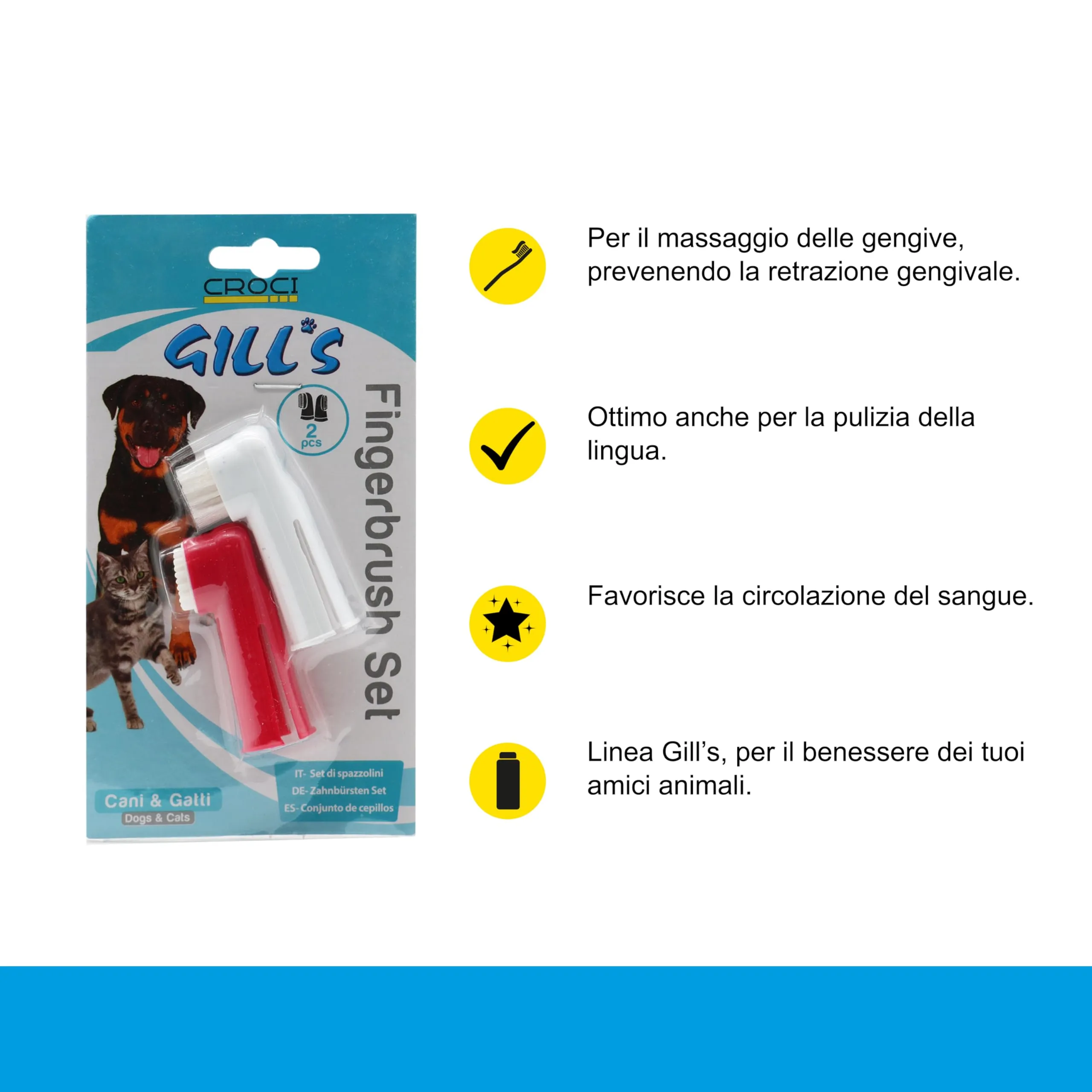Croci Gill's - Spazzolino da Dito per Cani, per Pulizia e Igiene Orale dei Cani, 2 pz - immagine 2