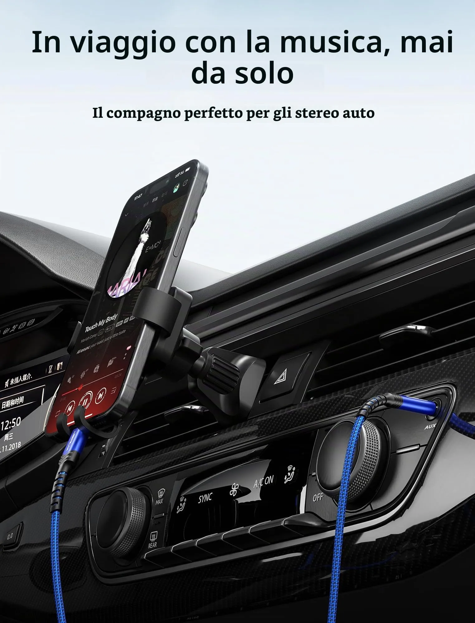 JSAUX Cavo adattatore da USB C a jack AUX da 1M, cavo Aux intrecciato in nylon USBC a 3,5mm per auto e cuffie compatibile con iPhone 16/15 Pro Max, Galaxy S24/S23/S22 Ultra, iPad Pro, Huawei P40 - Blu - immagine 4