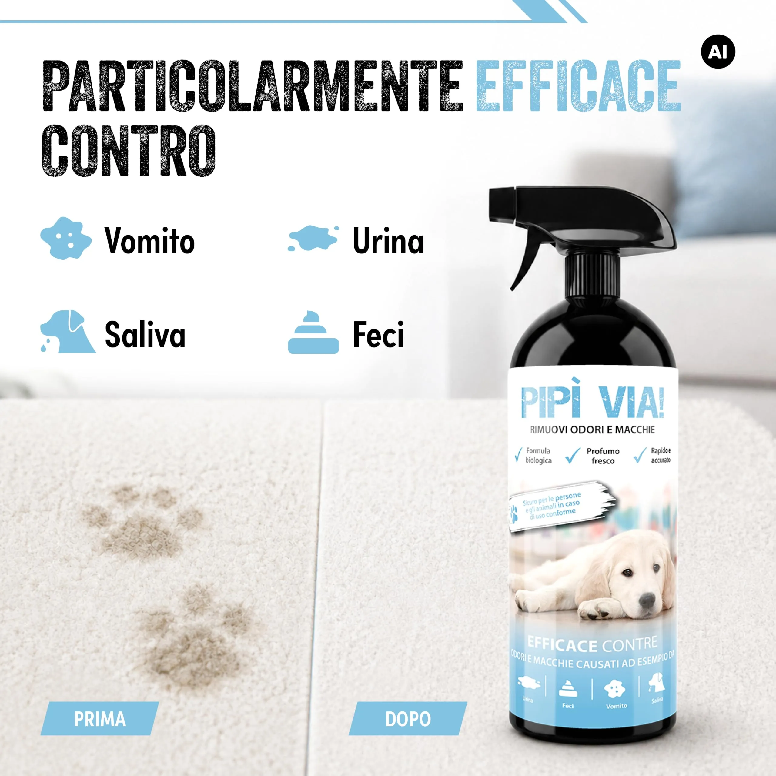 Elimina Urina Cane 750 ml - Detergente Enzimatico Smacchiatore Odori - immagine 2