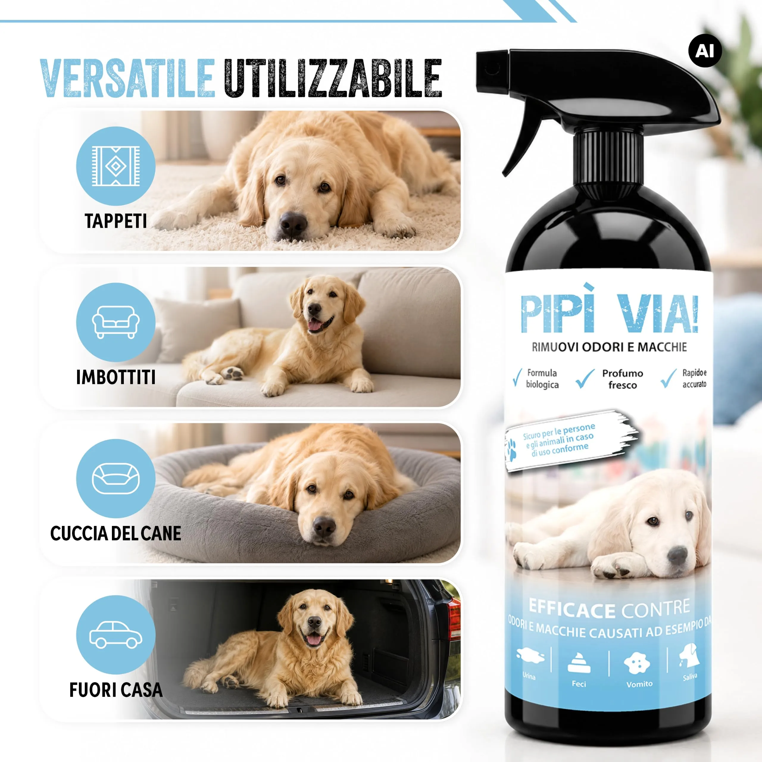 Elimina Urina Cane 750 ml - Detergente Enzimatico Smacchiatore Odori - immagine 3