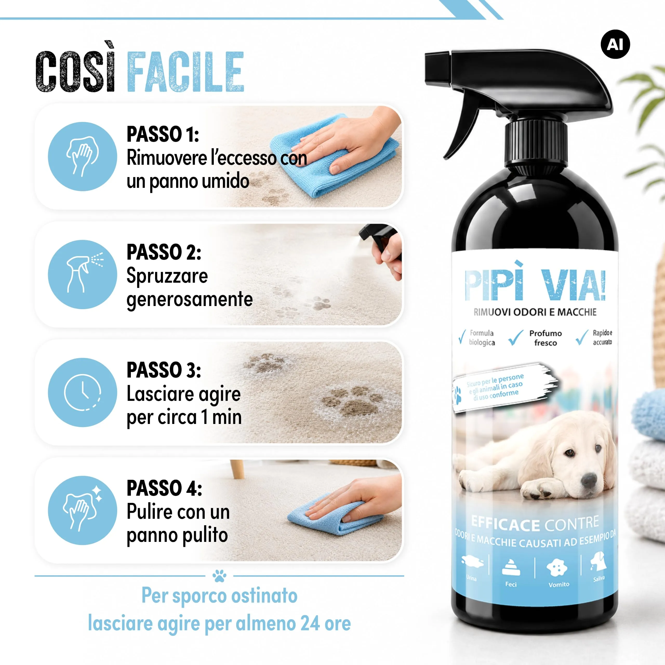 Elimina Urina Cane 750 ml - Detergente Enzimatico Smacchiatore Odori - immagine 6