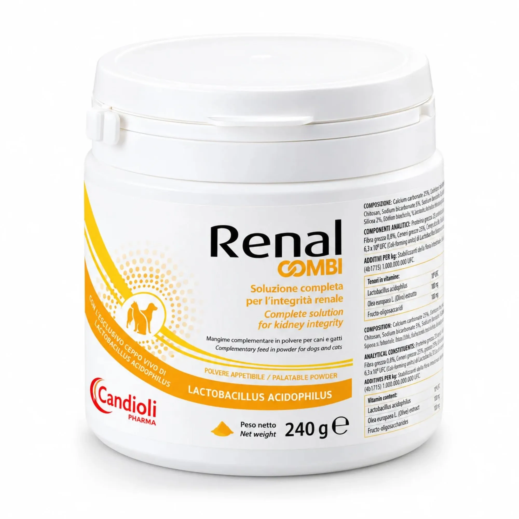 CentroVete Renal Combi 240g per Cani e Gatti. Mangime complementare in Polvere, Contiene sali di Calcio. - immagine 1