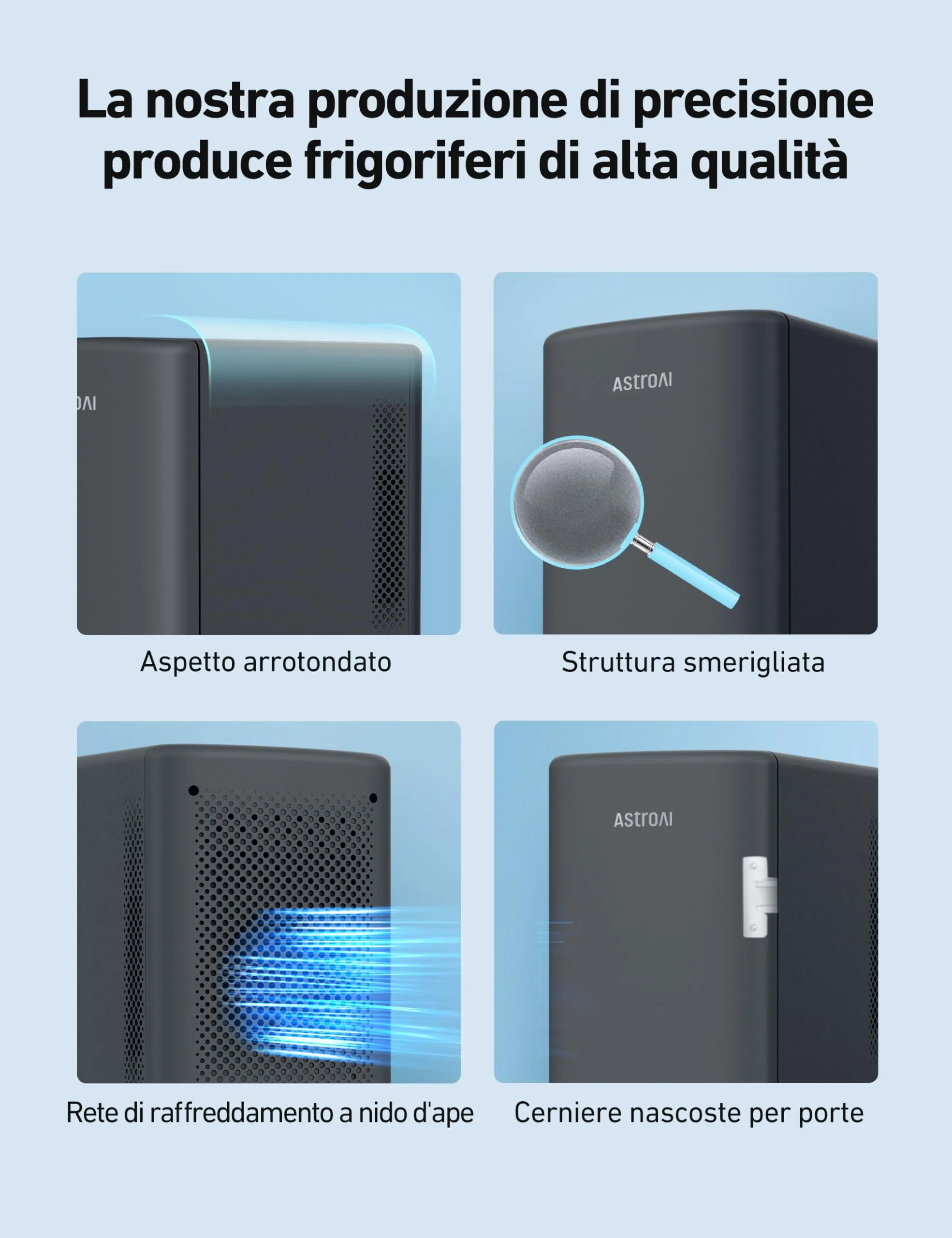 AstroAI Frigorifero Piccolo Portatile, Mini Frigo da Camera con Volume di 6 Litri, Frigo Piccolo, Mini Frigo da Ufficio per Auto, Camera da Letto, Bevande, Cosmetici ecc. (Nero) - immagine 6
