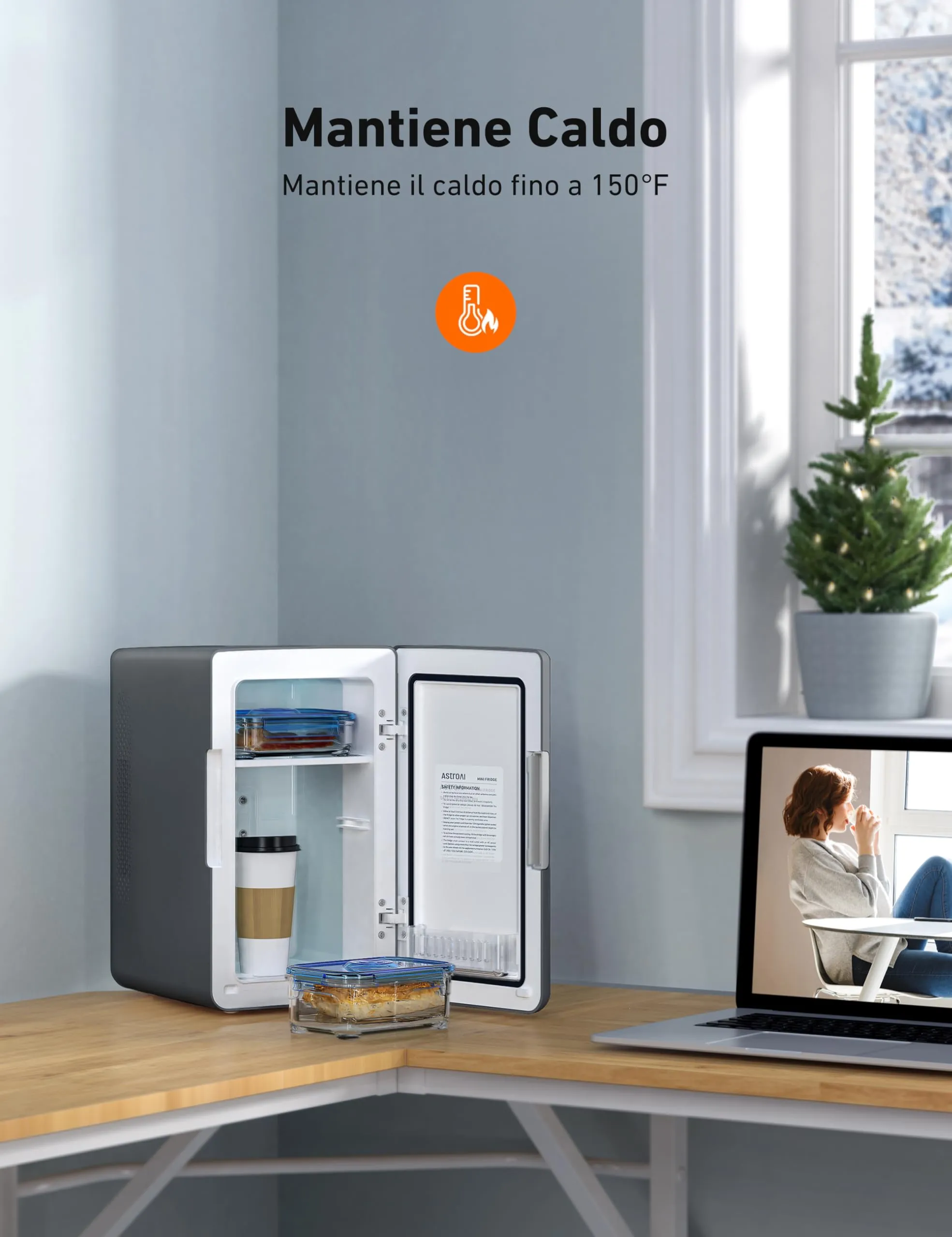 AstroAI Frigorifero Piccolo Portatile, Mini Frigo da Camera con Volume di 6 Litri, Frigo Piccolo, Mini Frigo da Ufficio per Auto, Camera da Letto, Bevande, Cosmetici ecc. (Nero) - immagine 8