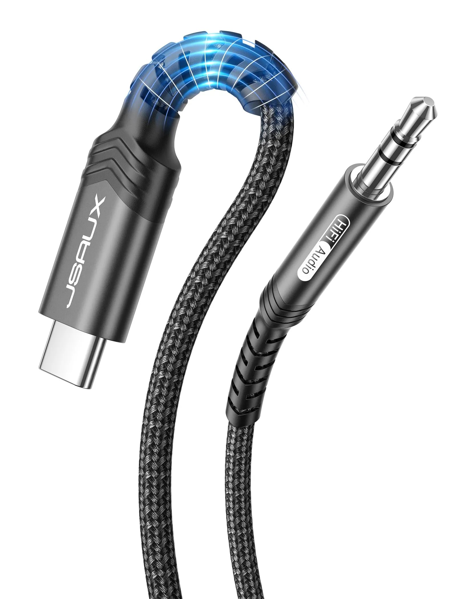 JSAUX Cavo da USB C a 3,5mm jack 2m, Adattatore USB C a 3,5 mm Audio Aux Cavo Cuffia Stereo Auto Compatibile con iPhone 15 Pro Max/15 Pro/15 Plus/15, Samsung Galaxy S23 S22 S21 Ultra, Huawei P40-Nero - immagine 1