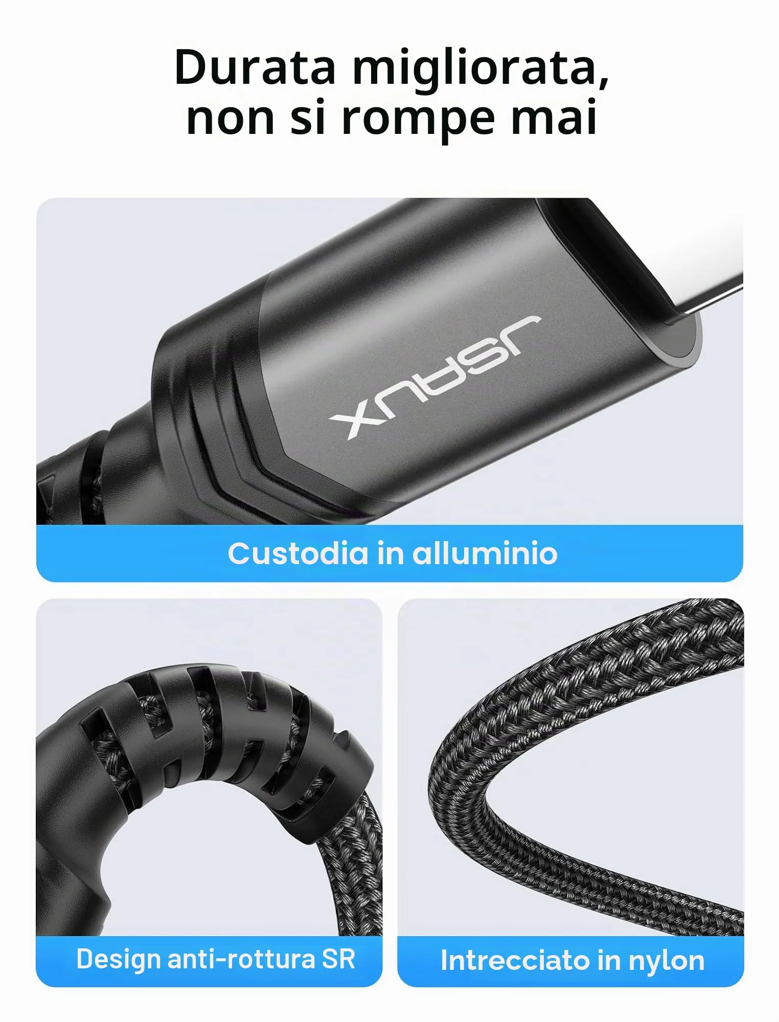 JSAUX Cavo da USB C a 3,5mm jack 2m, Adattatore USB C a 3,5 mm Audio Aux Cavo Cuffia Stereo Auto Compatibile con iPhone 15 Pro Max/15 Pro/15 Plus/15, Samsung Galaxy S23 S22 S21 Ultra, Huawei P40-Nero - immagine 5