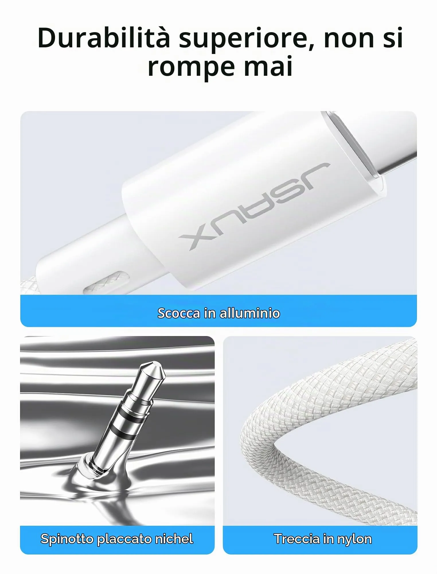 JSAUX Cavo da USB C a 3,5mm jack 1m, Adattatore USB C a 3,5 mm Audio Aux Cavo Cuffia Stereo Auto Compatibile con iPhone 15 Pro Max/15 Pro/15 Plus/15, Samsung Galaxy S23 S22 Ultra, Huawei P40-Bianco - immagine 6