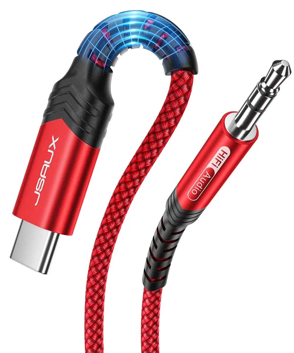 JSAUX Cavo da USB C a 3,5mm jack 0,5m, Adattatore USB C a 3,5 mm Audio Aux Cavo Cuffia Stereo Auto Compatibile con iPhone 15 Pro Max/15 Pro/15 Plus/15, Samsung Galaxy S24 S23 S22 Ultra-rosso - immagine 1