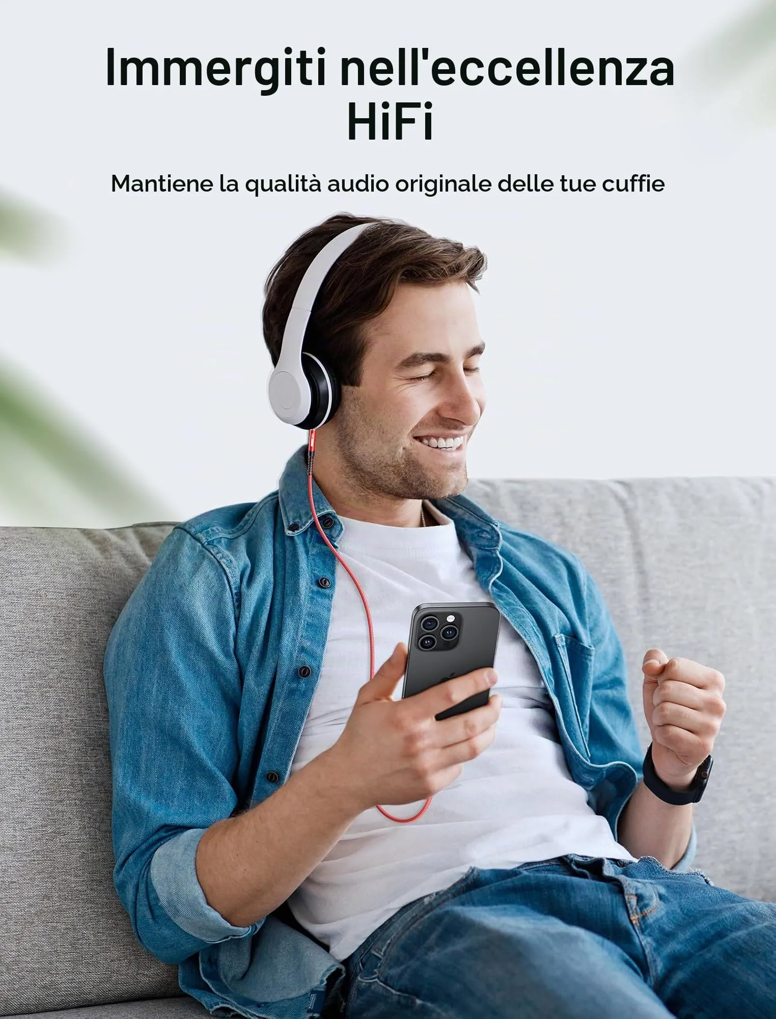 JSAUX Cavo AUX da USB C a jack da 2m, USB C a jack da 3,5 mm, adattatore in nylon intrecciato Aux per iPhone 15 Pro Max/15 Plus, Samsung Galaxy S23/S22/S21 Ultra-rosso - immagine 2