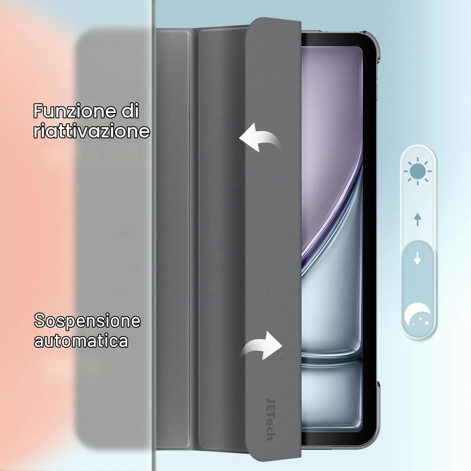 JETech Custodia per iPad Air 13" M4/M3/M2, Grigio Siderale - immagine 6