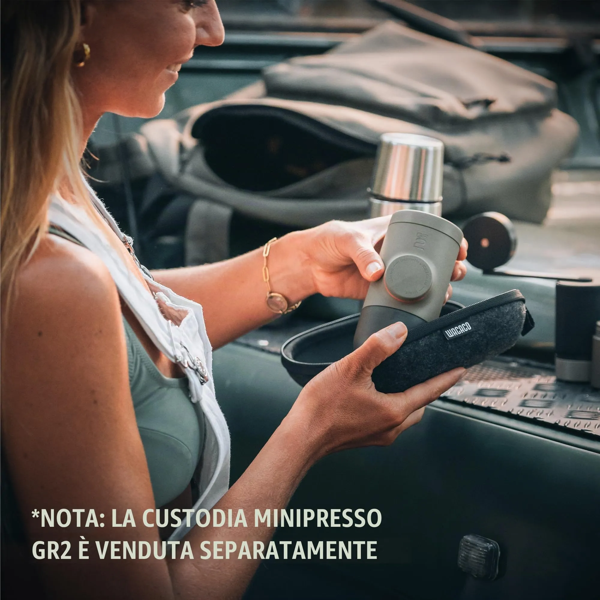 WACACO Minipresso GR2 Macchina caffe, A azionamento manuale, Gray Olive - immagine 2