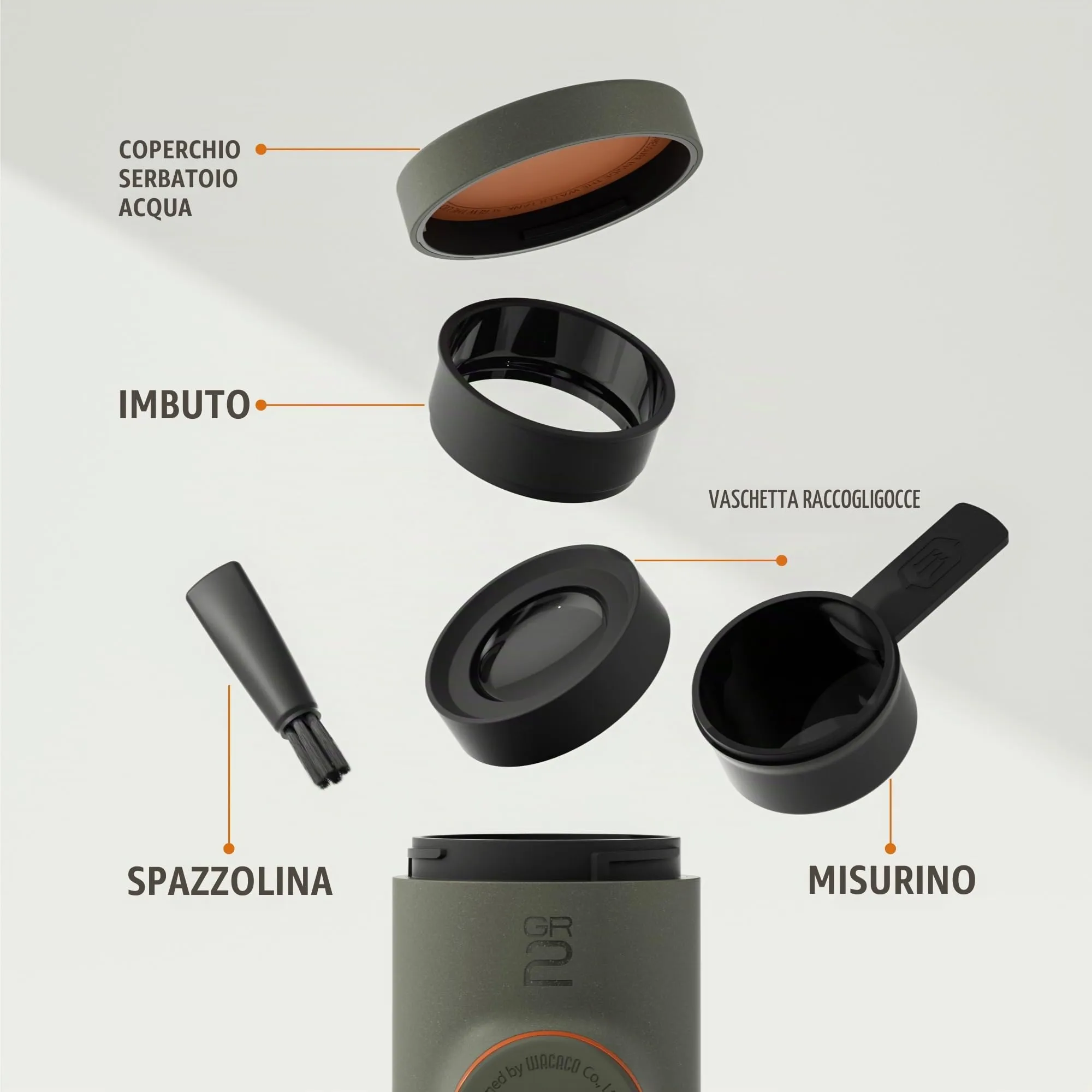 WACACO Minipresso GR2 Macchina caffe, A azionamento manuale, Gray Olive - immagine 6