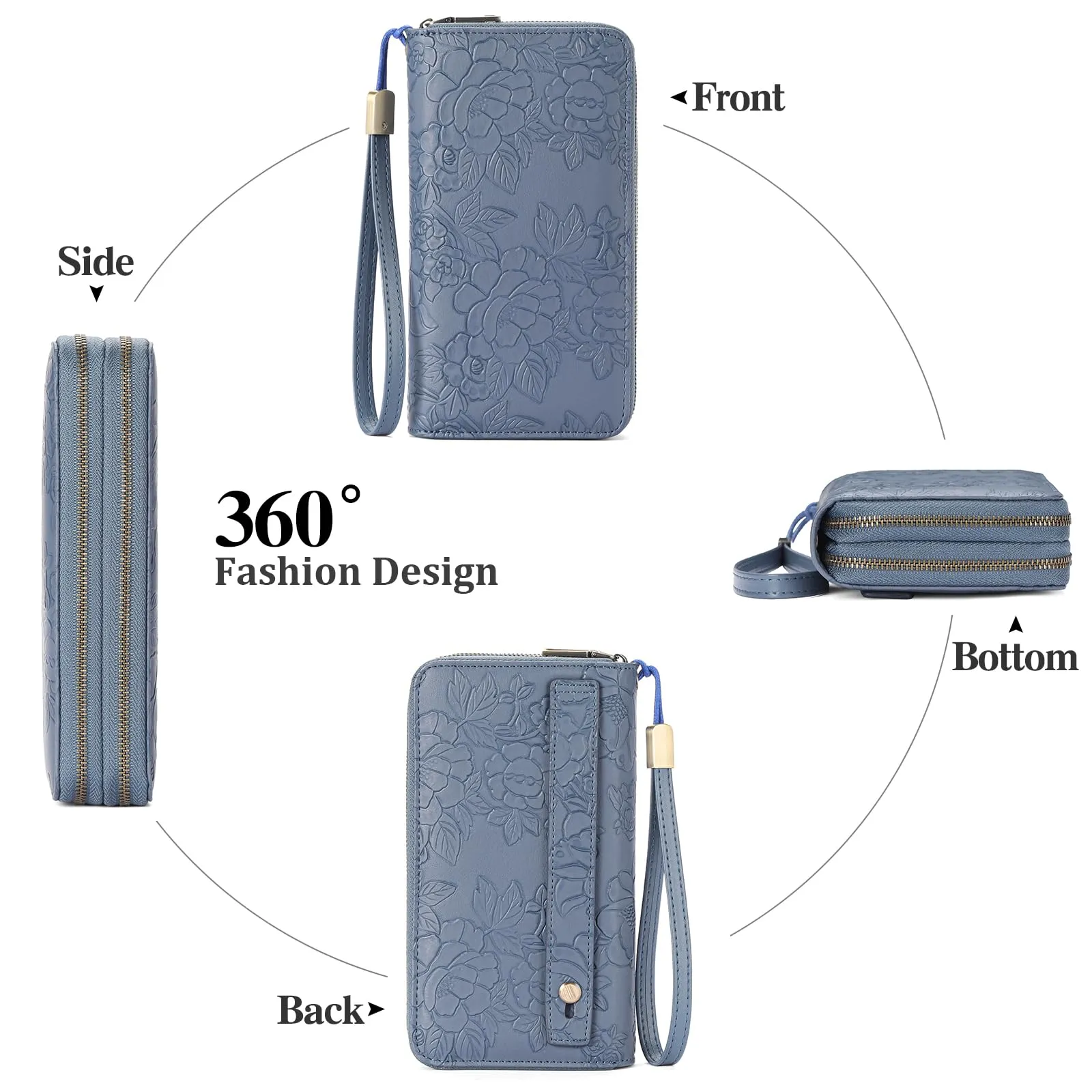 GAEKEAO Portafoglio Donna Grande, Portamonete Vegan in Pelle, Porta Tessere Blocco RFID, Portacarte di Credito, Porta Tessere, Borsellino Doppia Cerniera, Idee Regalo - immagine 2
