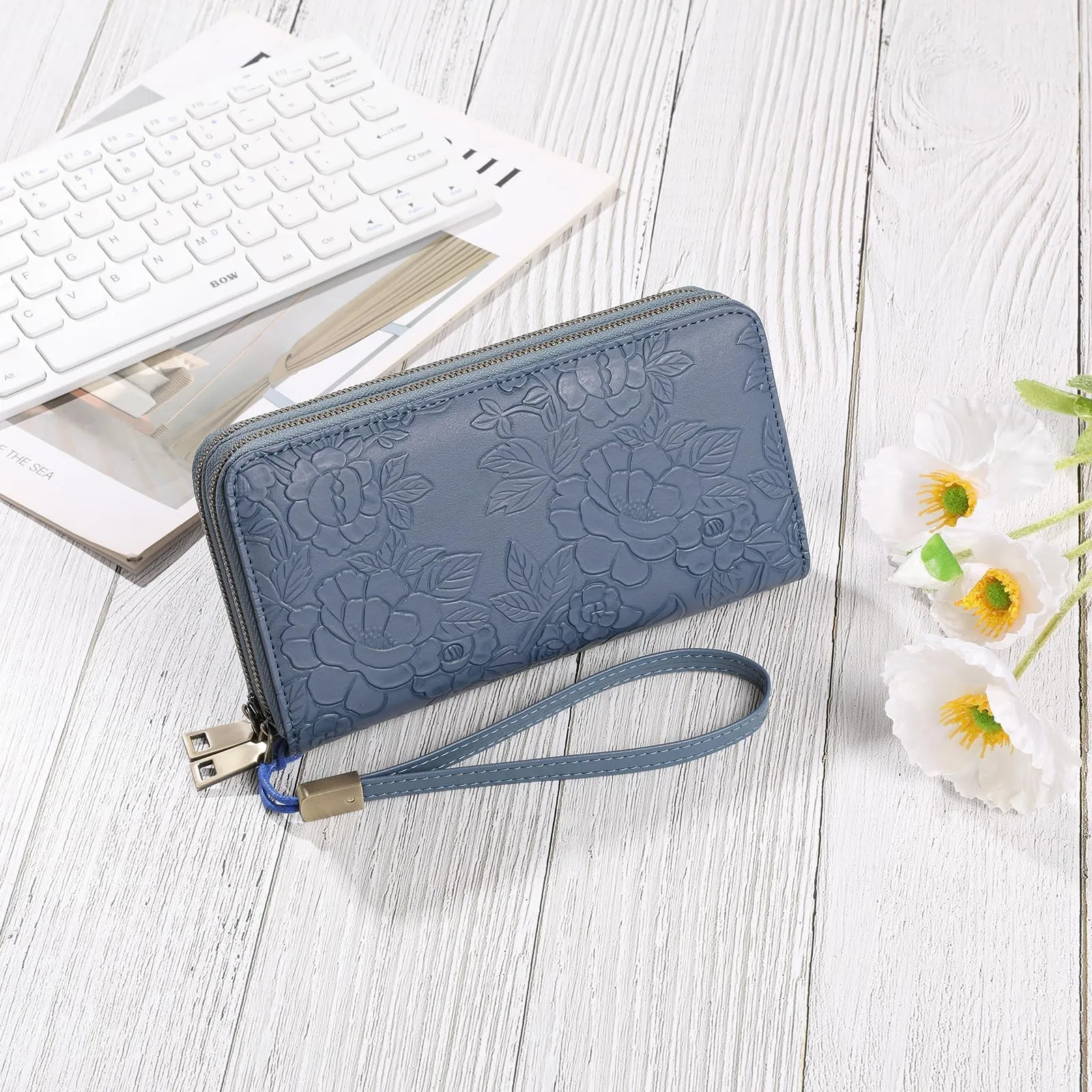 GAEKEAO Portafoglio Donna Grande, Portamonete Vegan in Pelle, Porta Tessere Blocco RFID, Portacarte di Credito, Porta Tessere, Borsellino Doppia Cerniera, Idee Regalo - immagine 8