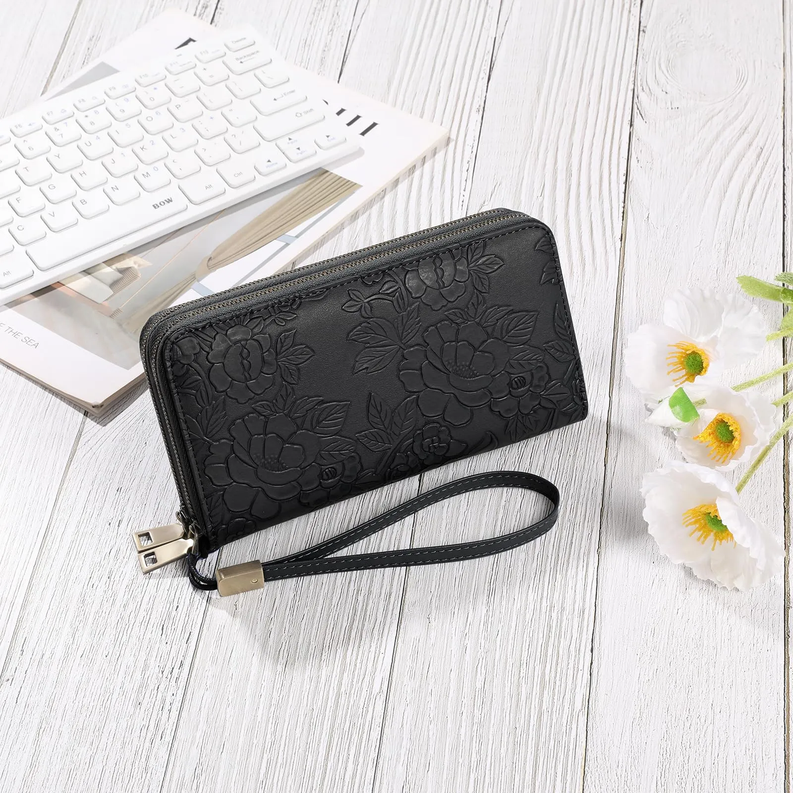 GAEKEAO Portafoglio Donna Grande, Portamonete Vegan in Pelle, Porta Tessere Blocco RFID, Portacarte di Credito, Porta Tessere, Borsellino Doppia Cerniera, Idee Regalo - immagine 8