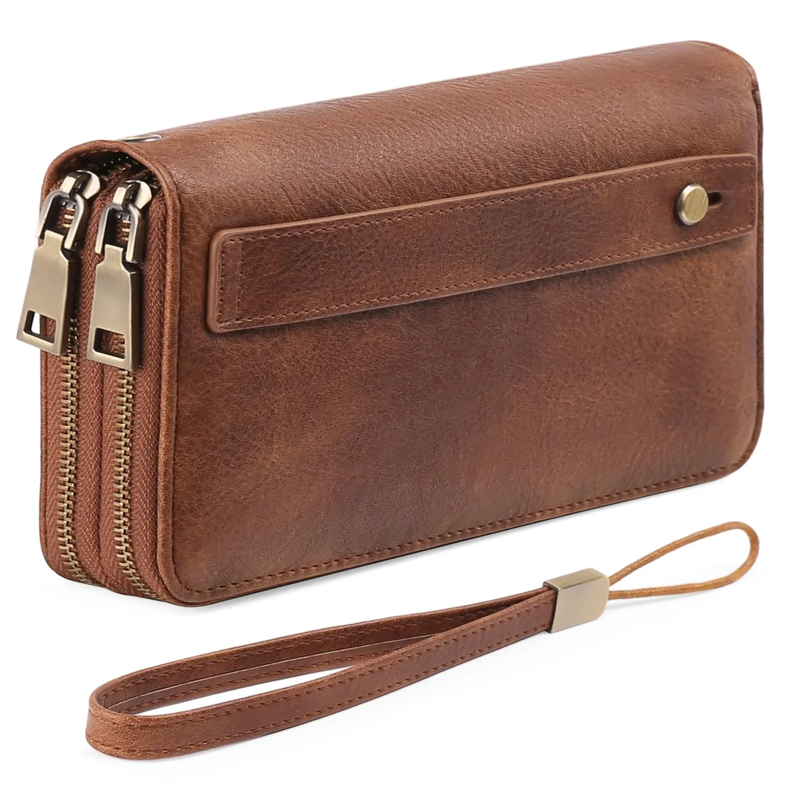 GAEKEAO Portafoglio Donna Grande, Portamonete Vegan in Pelle, Porta Tessere Blocco RFID, Portacarte di Credito, Porta Tessere, Borsellino Doppia Cerniera, Idee Regalo - immagine 1