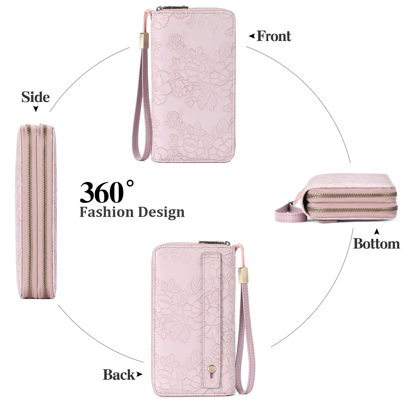 GAEKEAO Portafoglio Donna Grande, Portamonete Vegan in Pelle, Porta Tessere Blocco RFID, Portacarte di Credito, Porta Tessere, Borsellino Doppia Cerniera, Idee Regalo - immagine 2