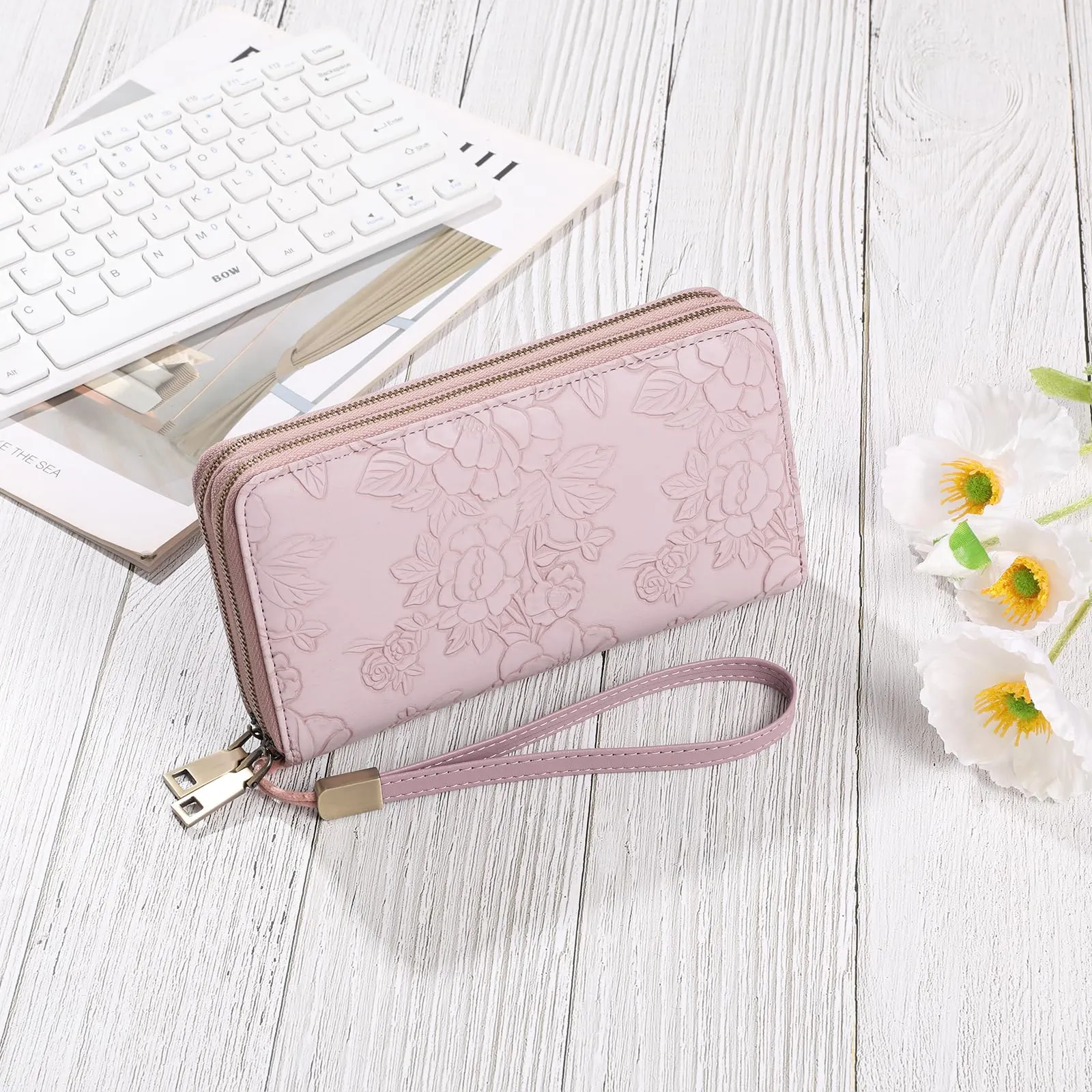 GAEKEAO Portafoglio Donna Grande, Portamonete Vegan in Pelle, Porta Tessere Blocco RFID, Portacarte di Credito, Porta Tessere, Borsellino Doppia Cerniera, Idee Regalo - immagine 8