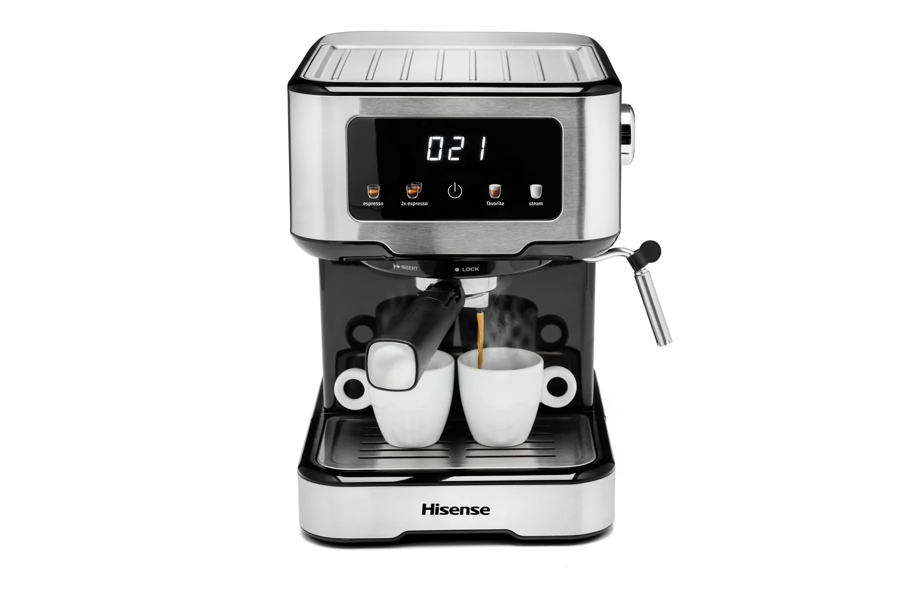 Hisense HESCM15CD NUOVA Macchina da caffè Espresso Manuale, per Macinato e compatibile con Cialde ESE 44 mm, Pressione 15 bar, Schermo Touch, 1100W, Silver, 27.4x30x27.2 cm - immagine 13