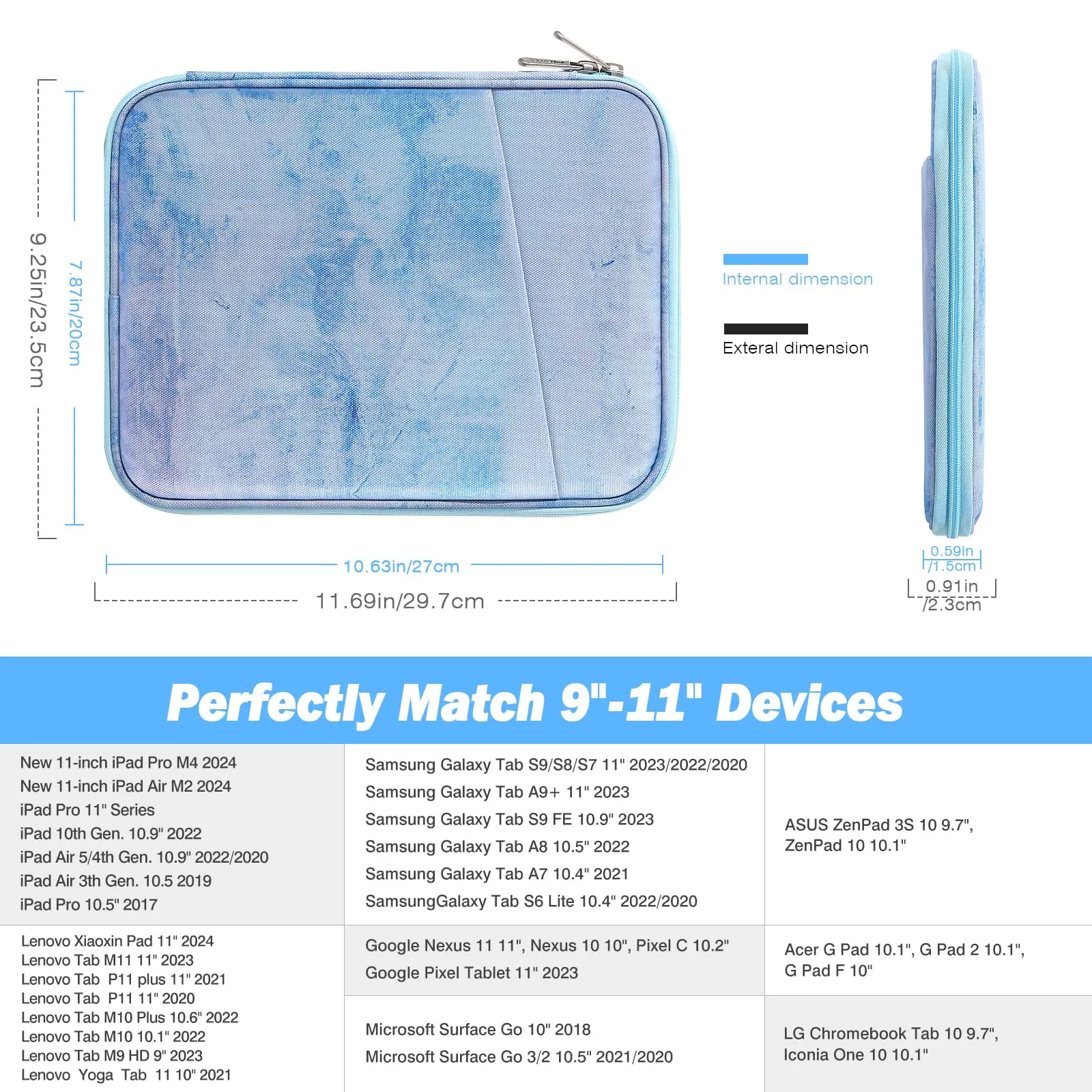 MoKo Borsa Sleeve per Tablet 9-11 Pollici, Imbottita - immagine 2