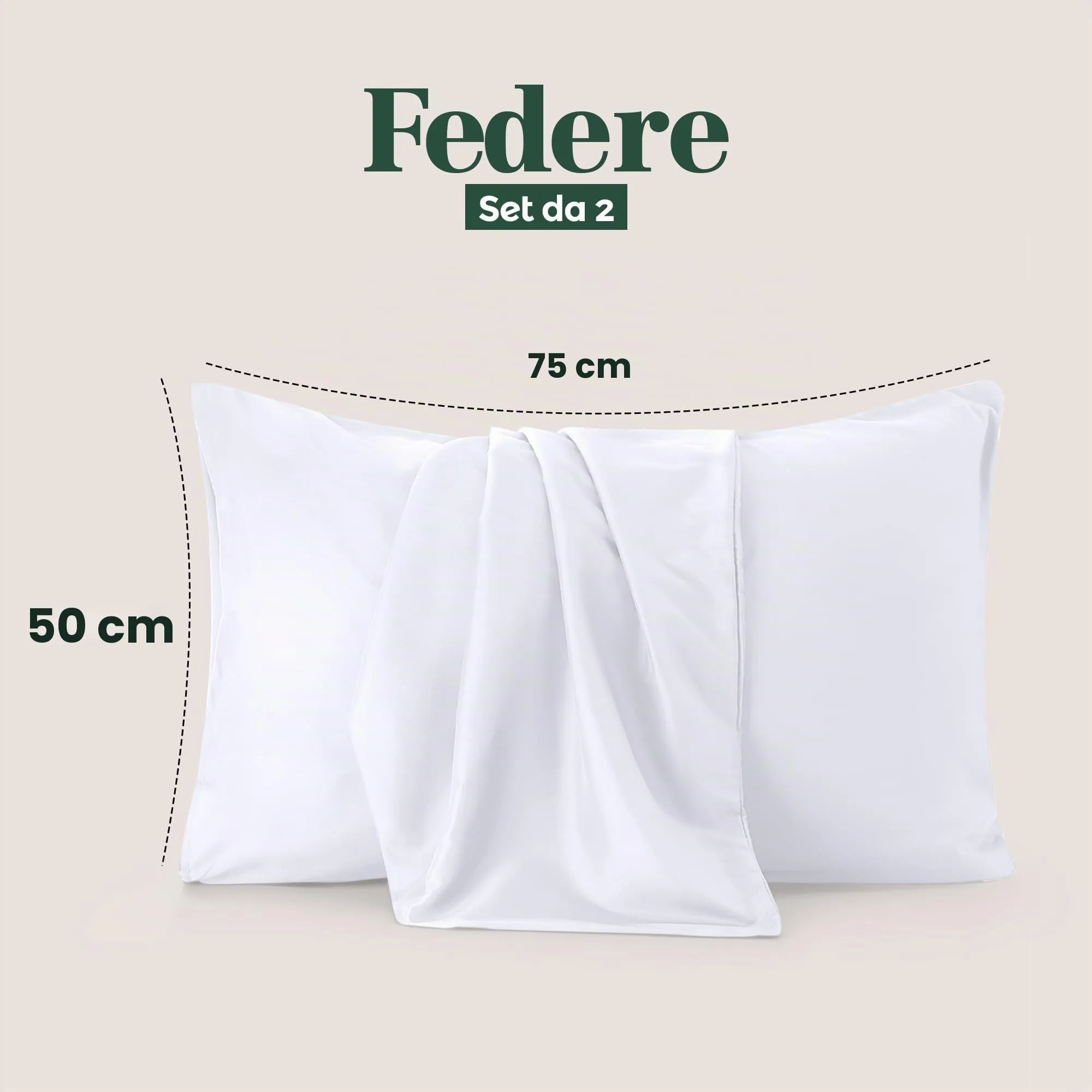 Utopia Bedding - Federe Set Di 2 Copricuscino - 50 x 75 cm - Bianco - immagine 2