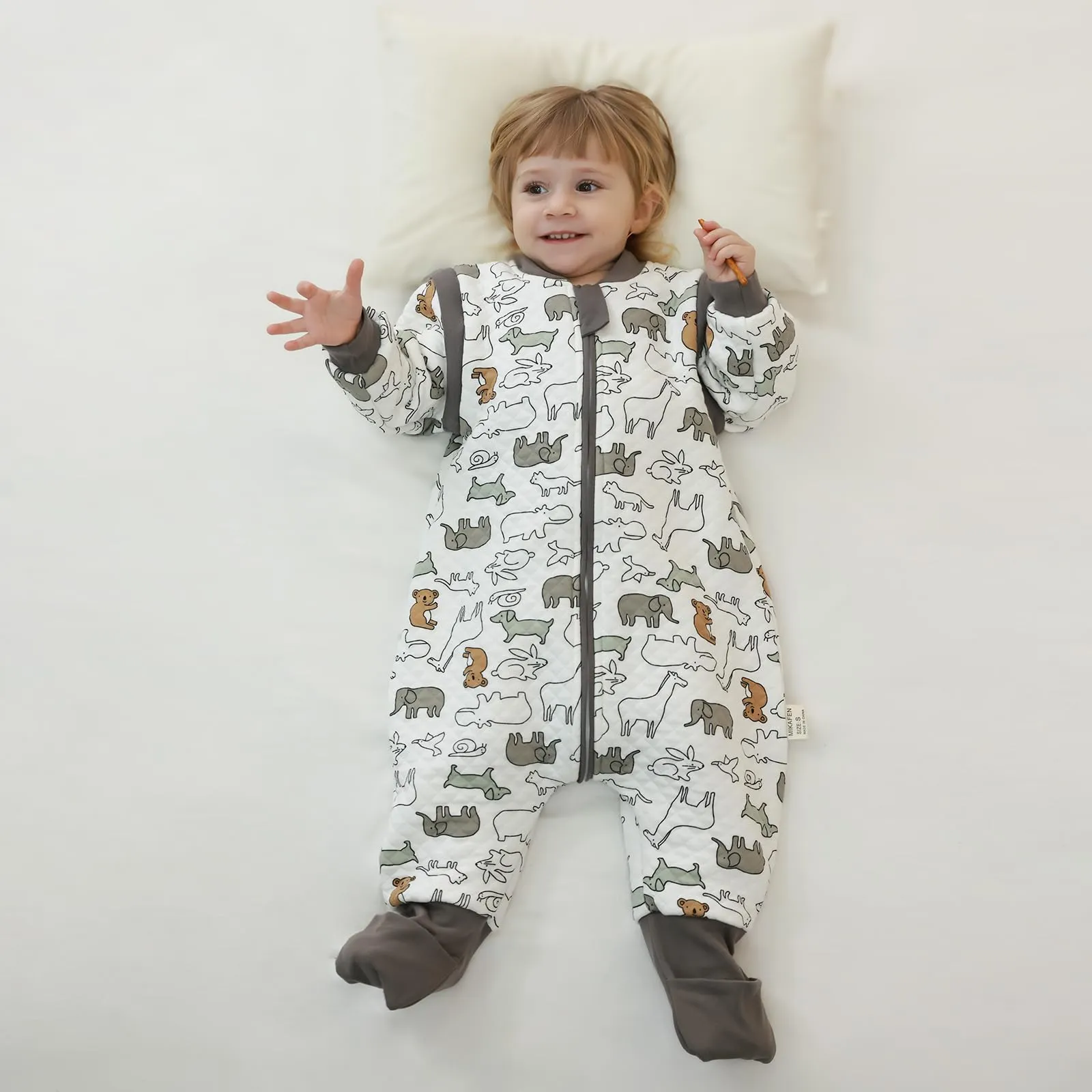 MIKAFEN Sacco Nanna Con Piedi Bambini 2.0 Tog, Maniche Rimovibili,18-36mesi - immagine 9