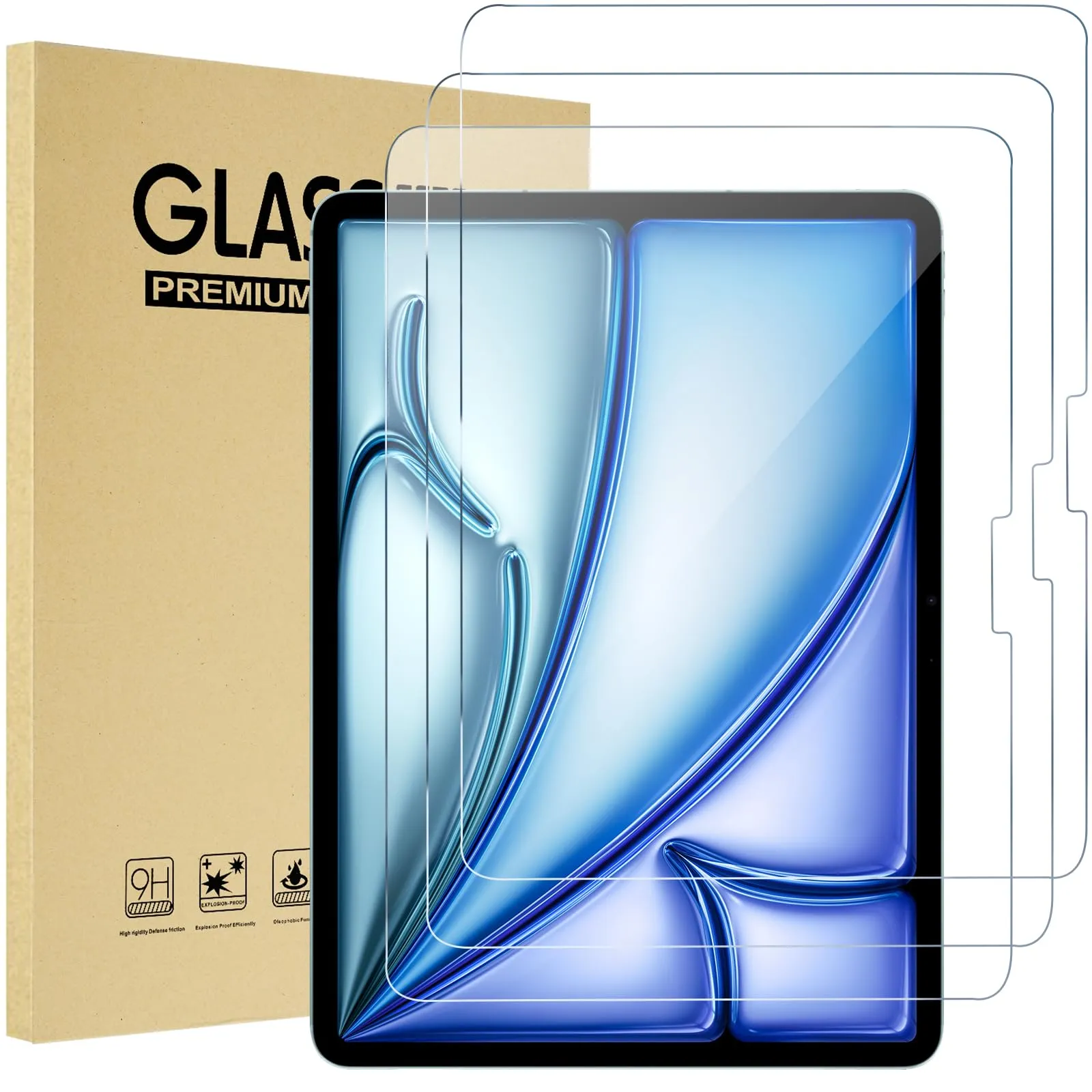 ProCase Pellicola iPad Air 11 Pollici M4 2026/M3 2025/M2 2024, Vetro Temperato 9H Anti Graffio, Ultra Trasparente - 3 Pezzi - immagine 1