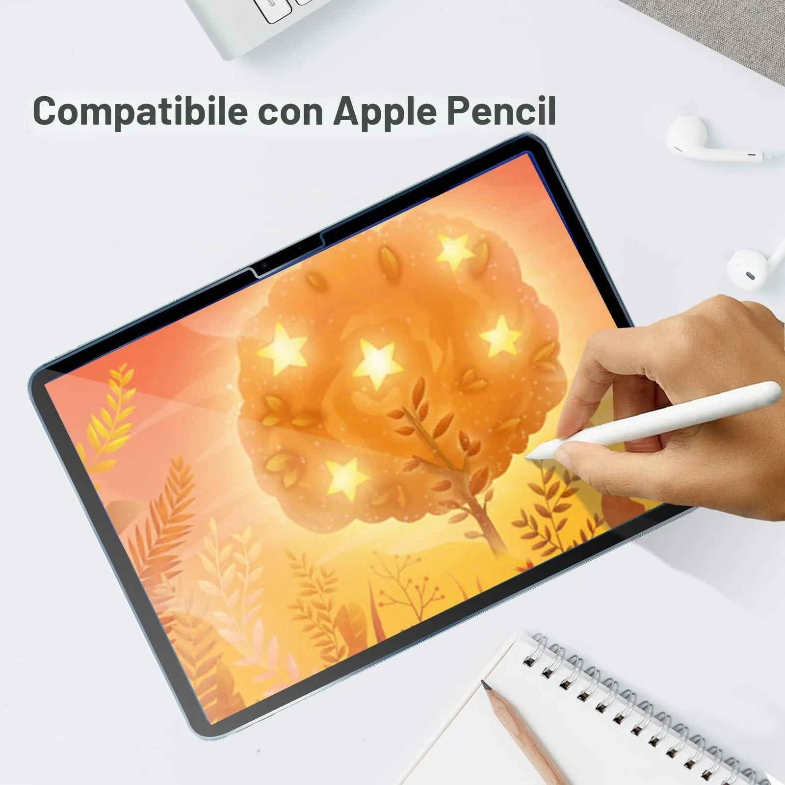 ProCase Pellicola iPad Air 11 Pollici M4 2026/M3 2025/M2 2024, Vetro Temperato 9H Anti Graffio, Ultra Trasparente - 3 Pezzi - immagine 7