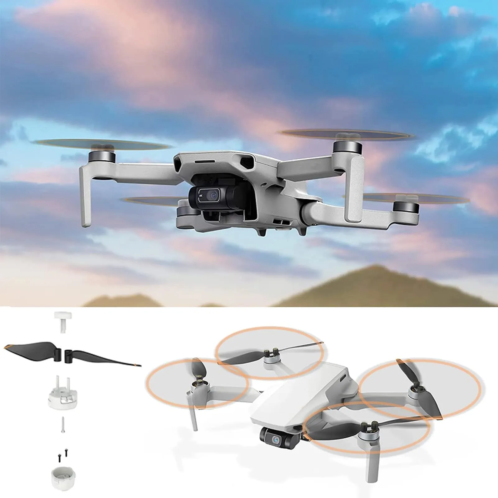 Bocguy Mavic Mini Eliche, 16 Pcs Eliche Mavic Mini con 24 Viti & Cacciavite per Sostituzione del Drone, Basso Rumore & Stabile (Arancia) - immagine 6