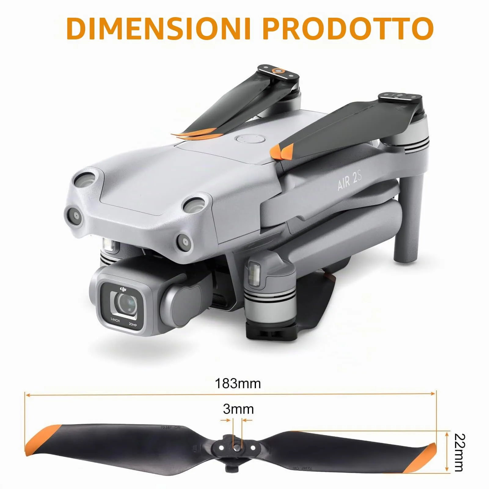 Bocguy 4 Pcs Eliche Mavic Air 2 / Air 2S, 7328 Eliche per Mavic Air 2S / 2 Accessori Accessori Sostituzione Drone con Design a Rilascio Rapido, Basso Rumore & Stabile (Arancia) - immagine 2