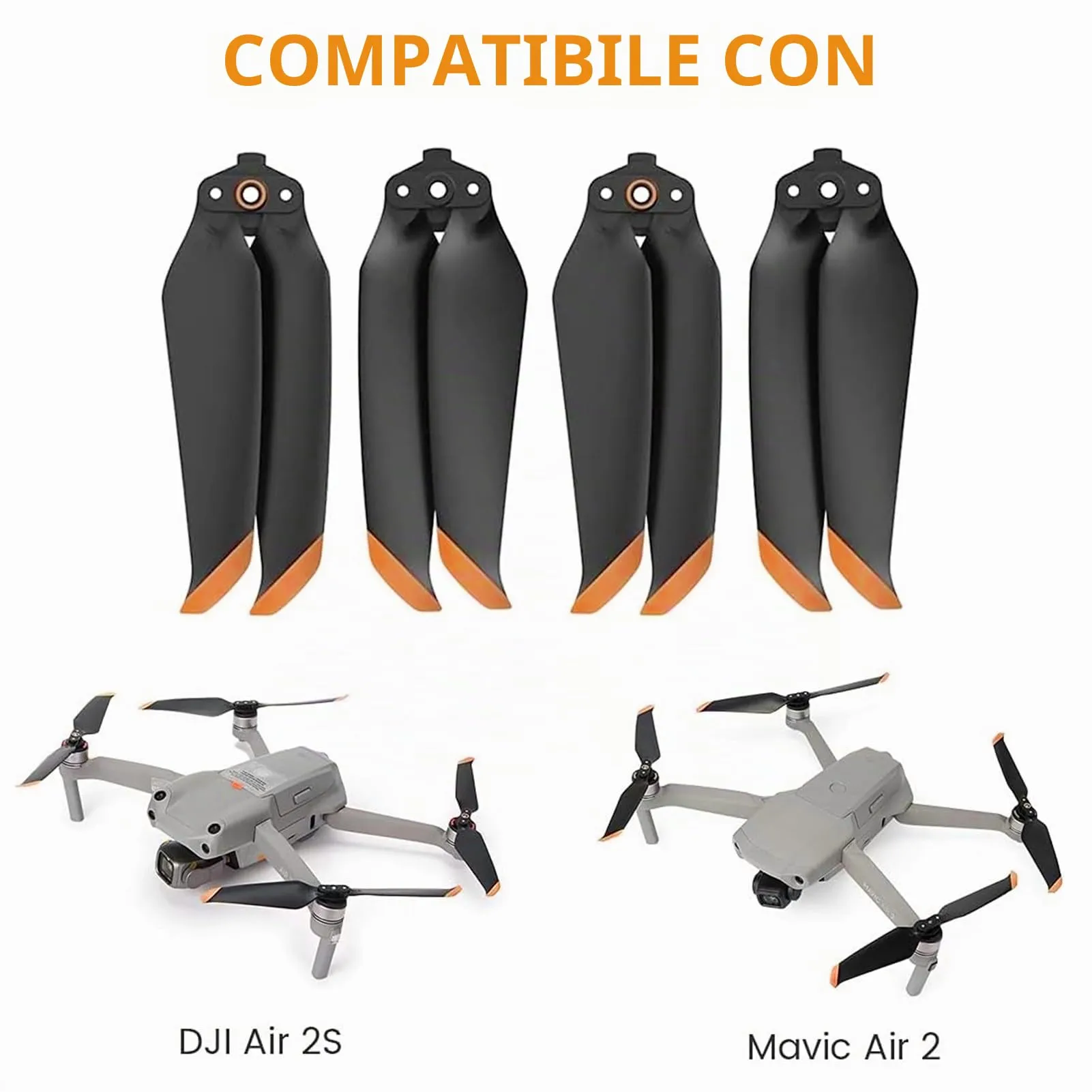 Bocguy 4 Pcs Eliche Mavic Air 2 / Air 2S, 7328 Eliche per Mavic Air 2S / 2 Accessori Accessori Sostituzione Drone con Design a Rilascio Rapido, Basso Rumore & Stabile (Arancia) - immagine 5