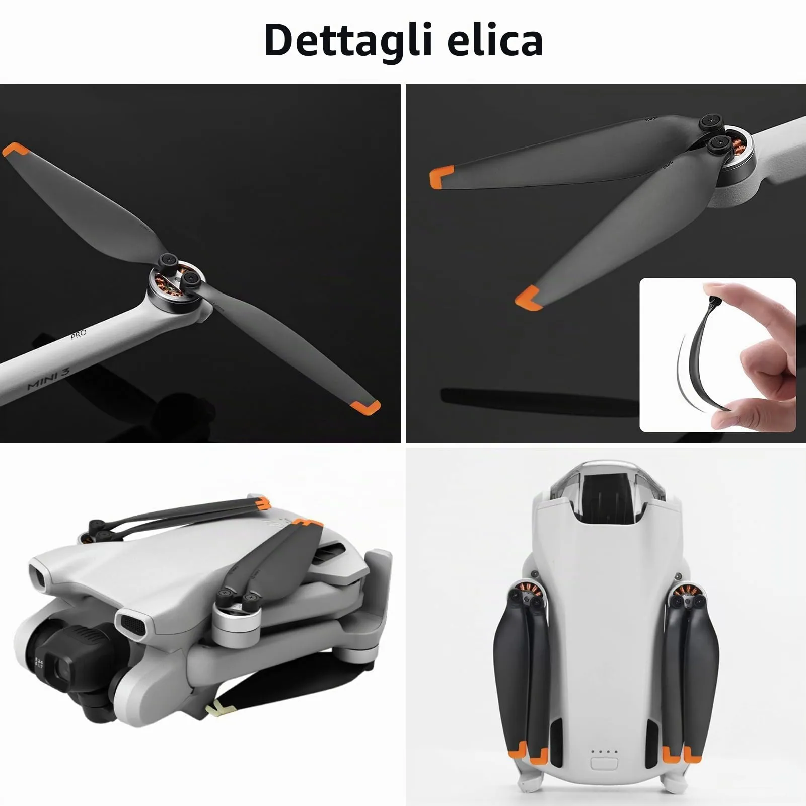 Bocguy Eliche Mini 3 Pro / 4 Pro, 16 Pcs Mini 3 Pro / 4 Pro Eliche Accessori Sostituzione Drone con 24 Viti & 2 Cacciavite, Basso Rumore & Stabile (Arancia) - immagine 3