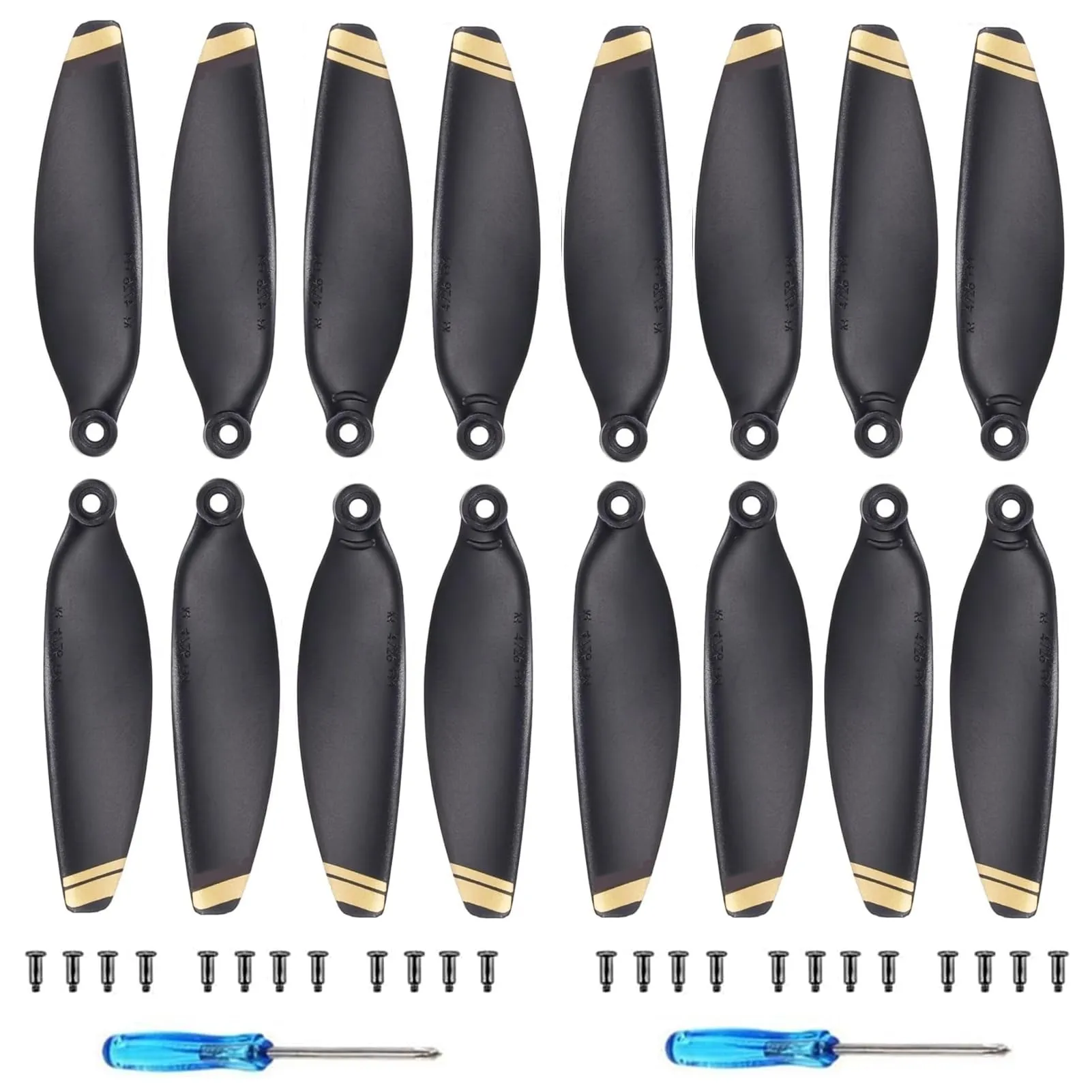 Bocguy 16 PCS Drone Eliche Mini 2, Drone Eliche per Mini 2/2 SE/SE / 4K Accessori Sostituzione con 24 Viti & 2 Cacciavite, Basso Rumore & Stabile (Oro) - immagine 1