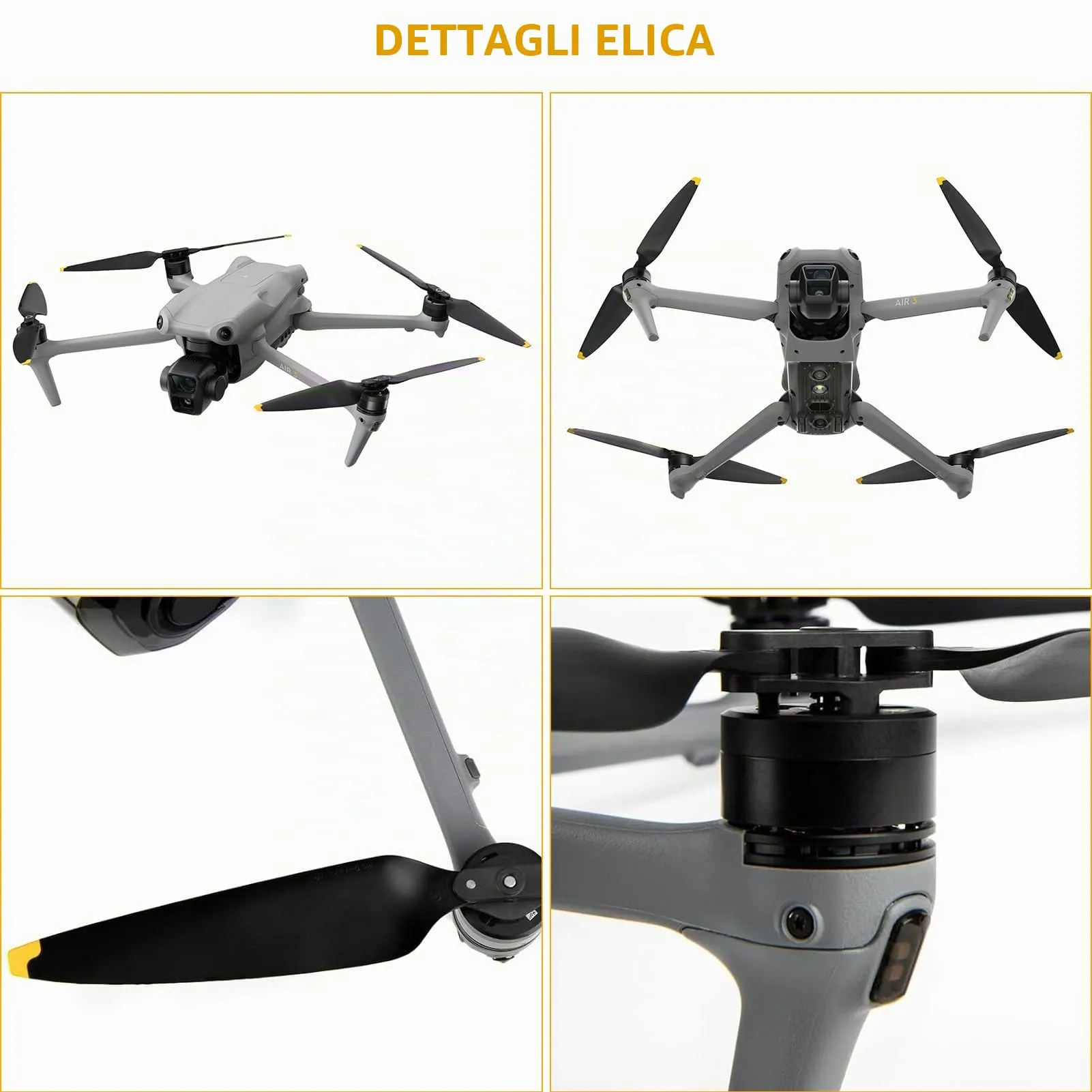 Bocguy 8 Pcs Eliche Air 3, Modello 8747F Eliche Air 3 Accessori Sostituzione Drone con Design a Rilascio Rapido, Basso Rumore & Stabile (Oro) - immagine 4