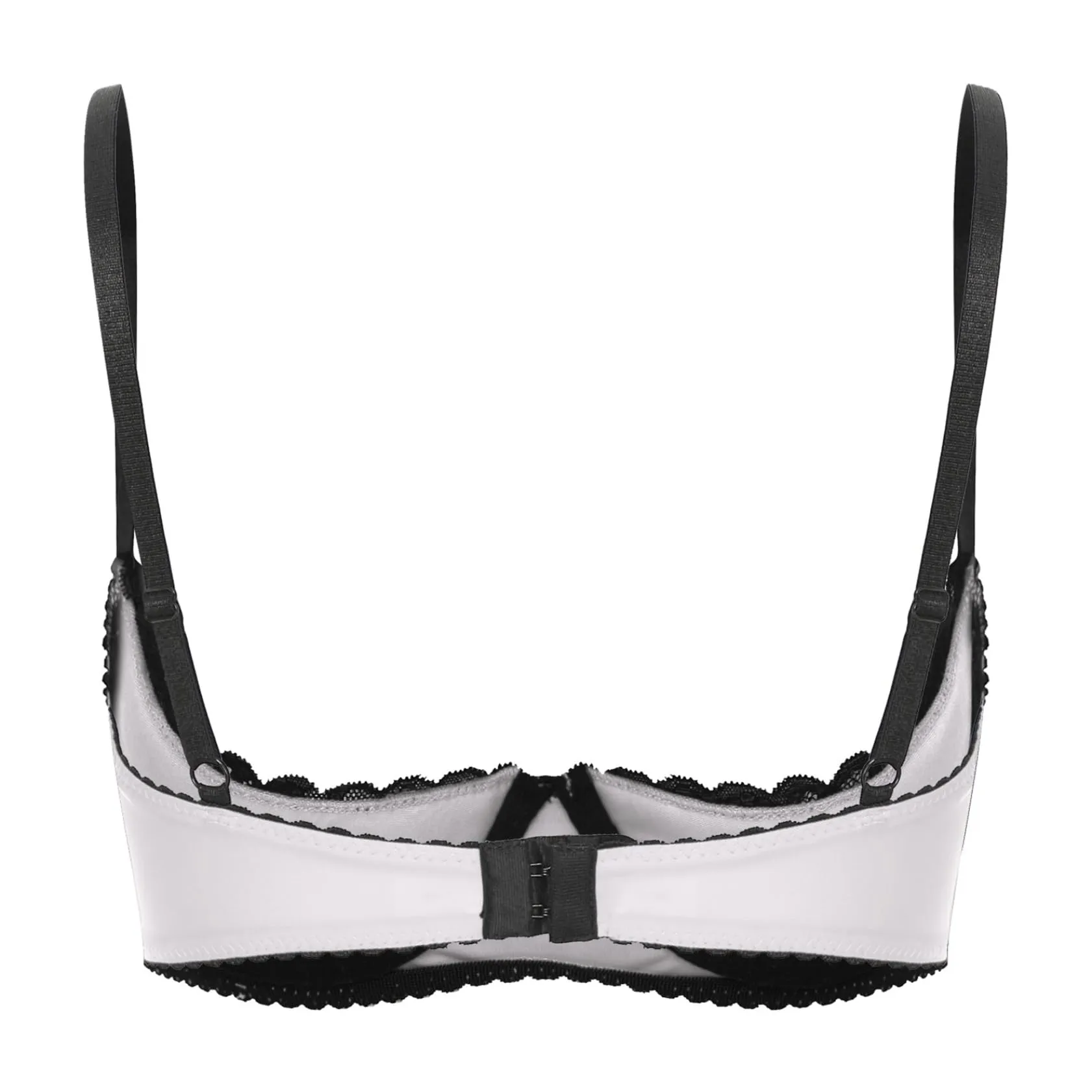 Sywiyi Reggiseno da donna con reggiseno push up aperto, in pizzo, con ferretto, biancheria intima, bianco, L - immagine 2