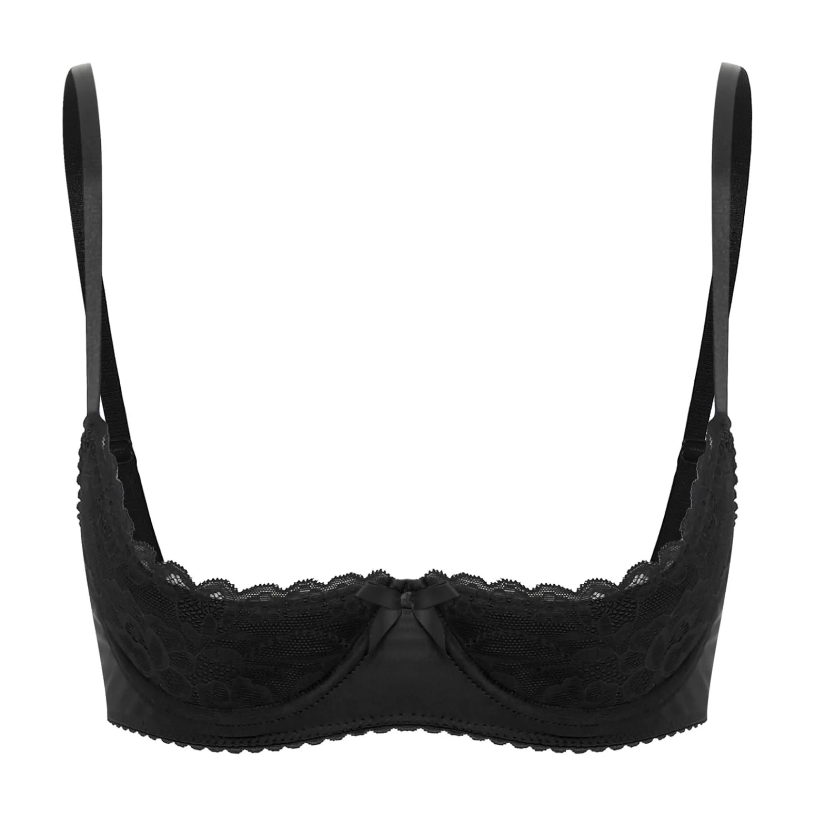 Sywiyi Reggiseno Donna Push Up Sexy con Spalline Scoperte Reggiseno con Ferretto Reggiseno in Pizzo con Ferretto Biancheria Intima Lingerie Sexy, Nero , XXL - immagine 1