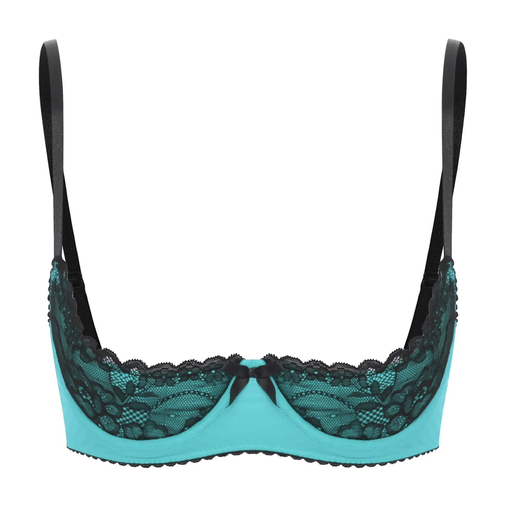 Sywiyi Reggiseno Donna Push Up Sexy con Spalline Scoperte Reggiseno con Ferretto Reggiseno in Pizzo con Ferretto Biancheria Intima Lingerie Sexy, turchese, XL - immagine 1