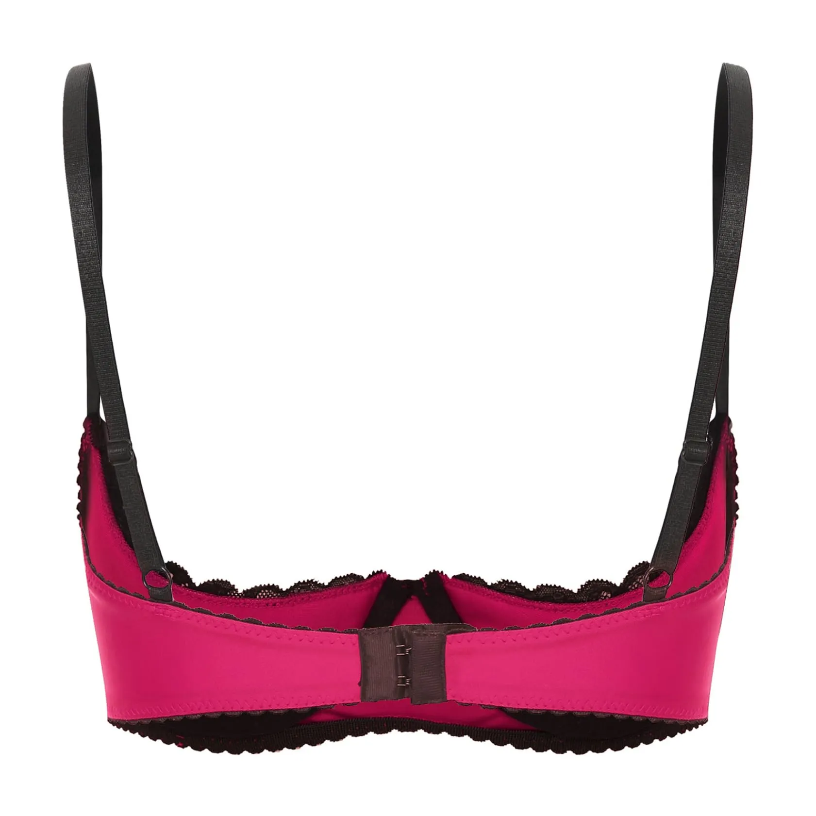 Sywiyi Reggiseno da donna con reggiseno push up aperto, in pizzo, con ferretto, biancheria intima, Rosa acceso., M - immagine 4