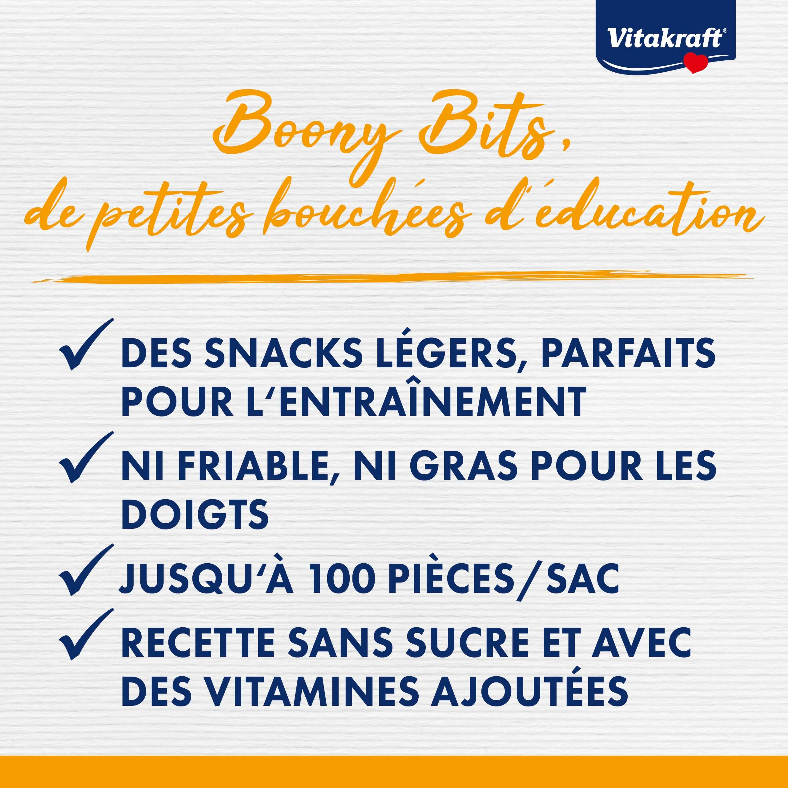Vitakraft Boony Bits, gustoso snack per l'addestramento, come premio tra un pasto e l'altro, per cani di taglia piccola, in sacchetto richiudibile, senza l'aggiunta di zuccheri e cereali (6x 55g) - immagine 2