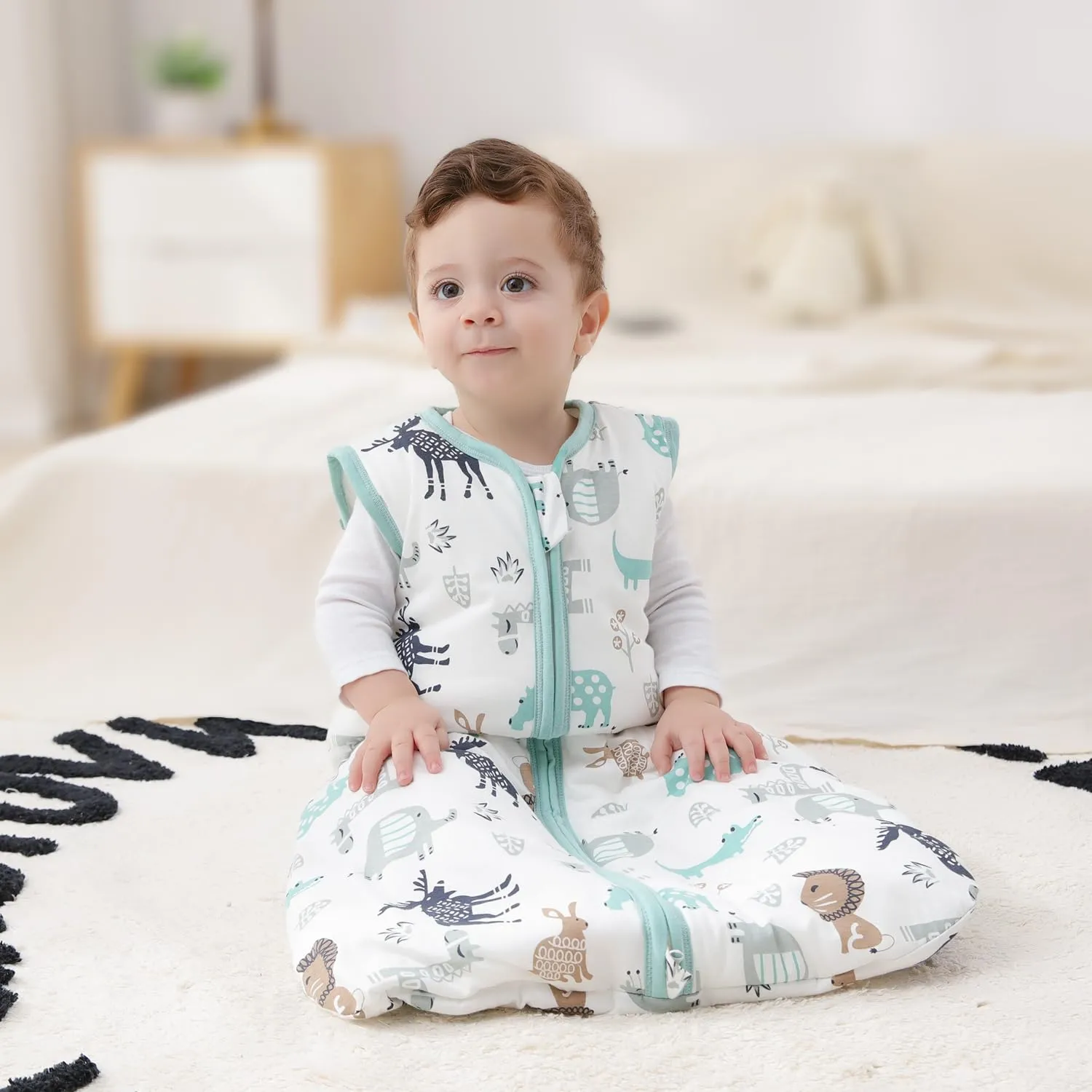 Mosebears Sacco nanna invernale per bambini, 2,5 tog,cotone, per diverse misure dalla nascita all'età di 24 mesi(blue zoo,12-18 mesi) - immagine 3
