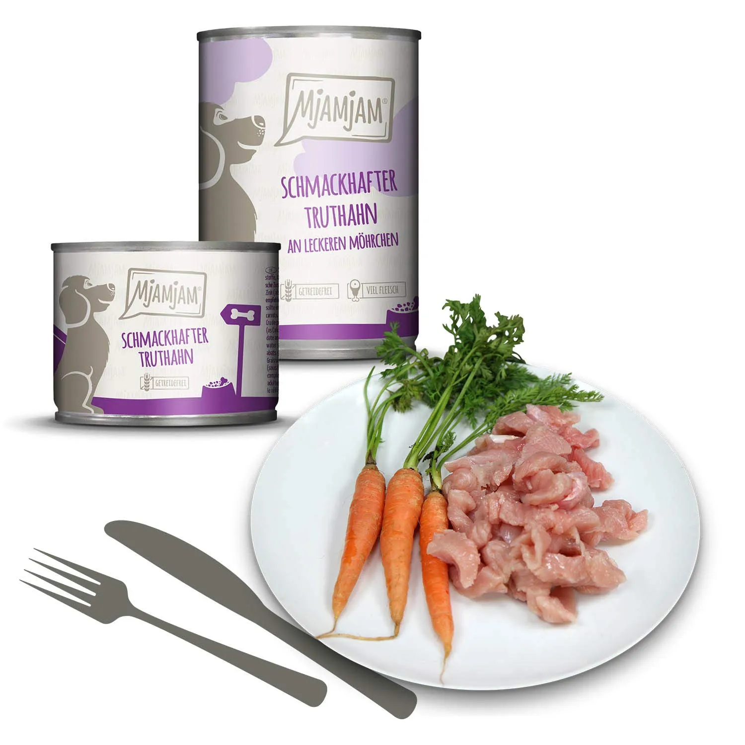 MjAMjAM - cibo umido premium per cani - gustoso tacchino con deliziose carote, confezione da 6 (6 x 200 g), senza cereali con carne extra - immagine 2