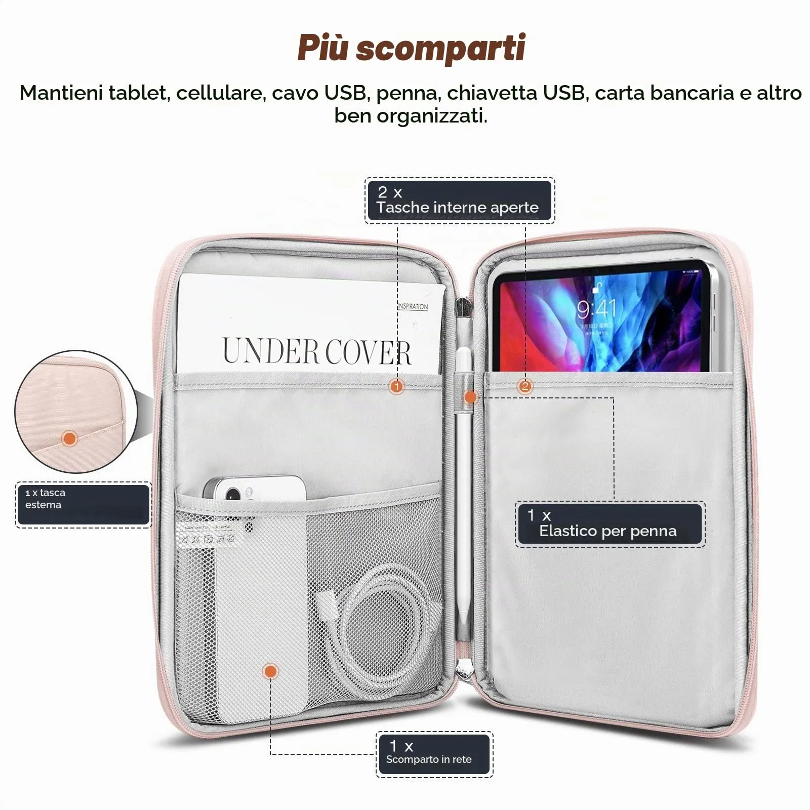 MoKo Borsa Sleeve per Tablet 9-11 Pollici, Imbottita - immagine 3