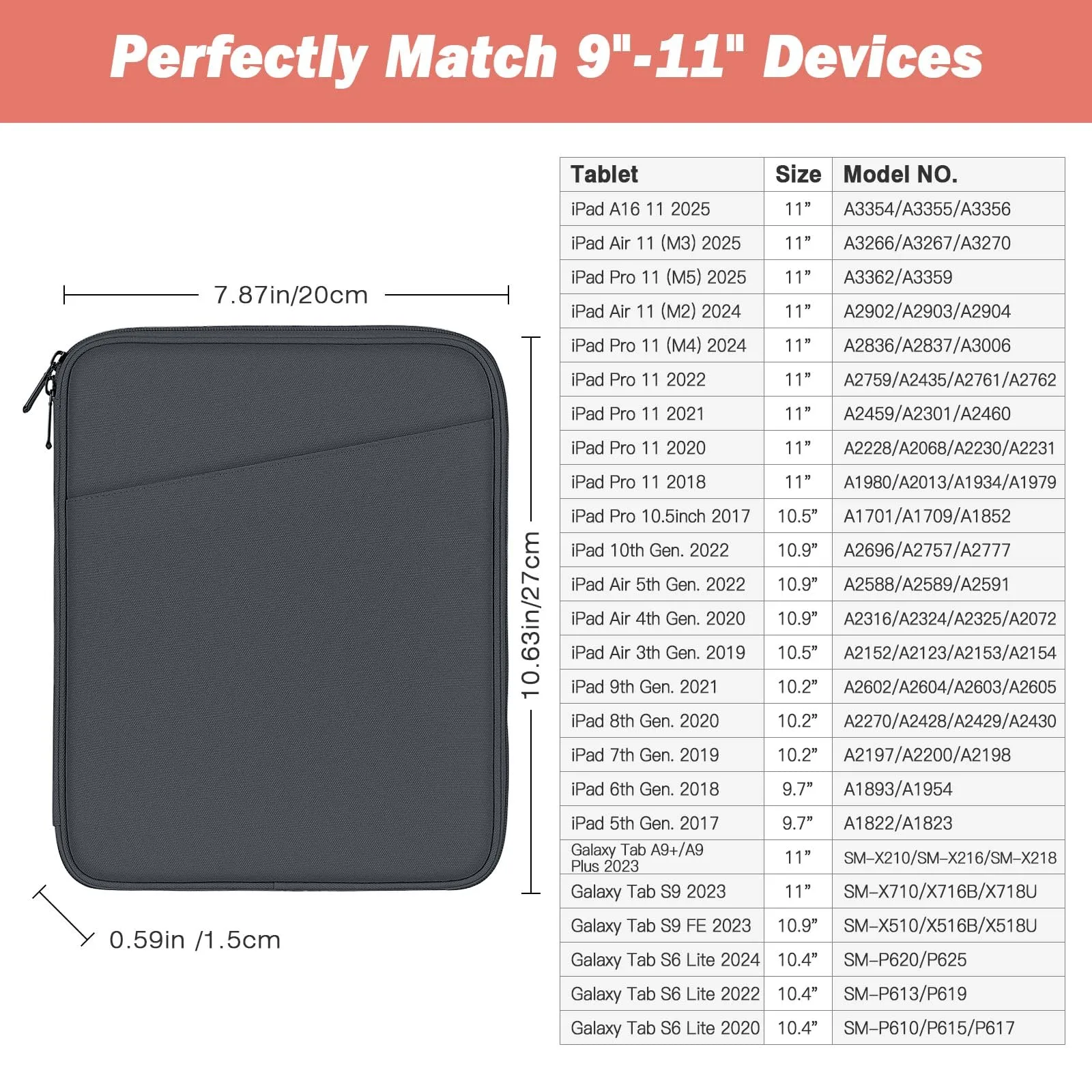 MoKo Borsa Sleeve per Tablet 9-11 Pollici, Imbottita - immagine 2