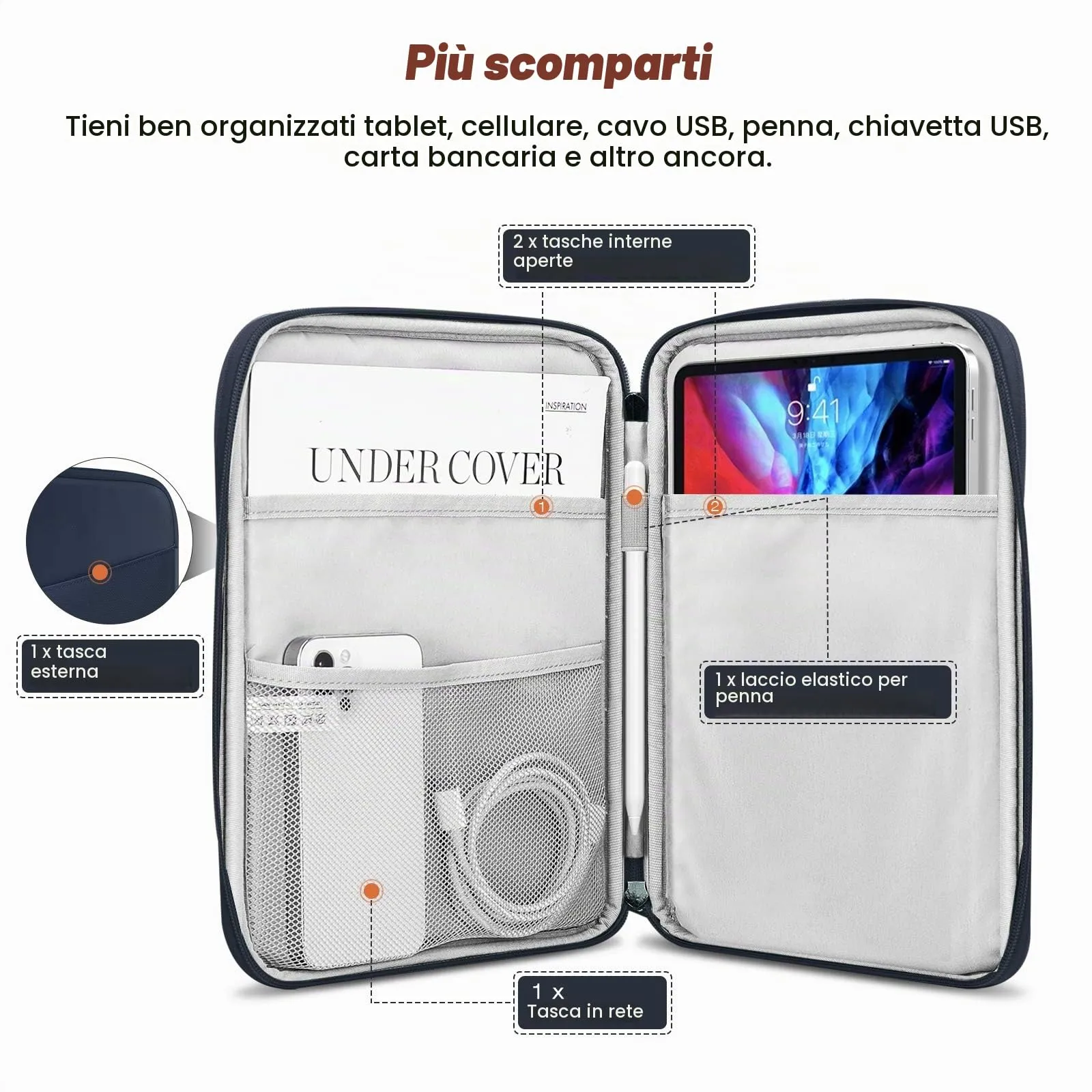 MoKo Borsa Sleeve per Tablet 9-11 Pollici, Imbottita - immagine 3